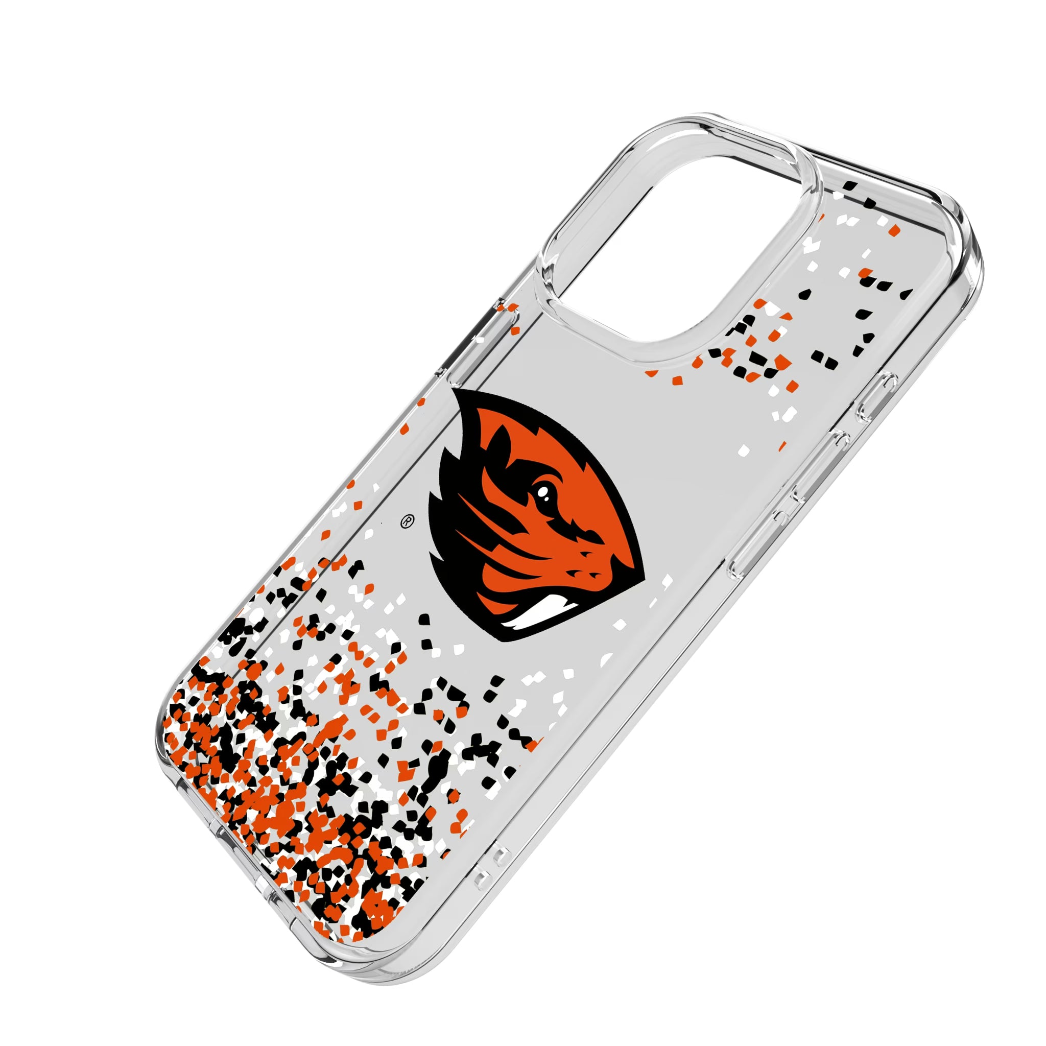Oregon State University Beavers Confetti iPhone Clear Phone Case for Apple iPhone - Isometric View