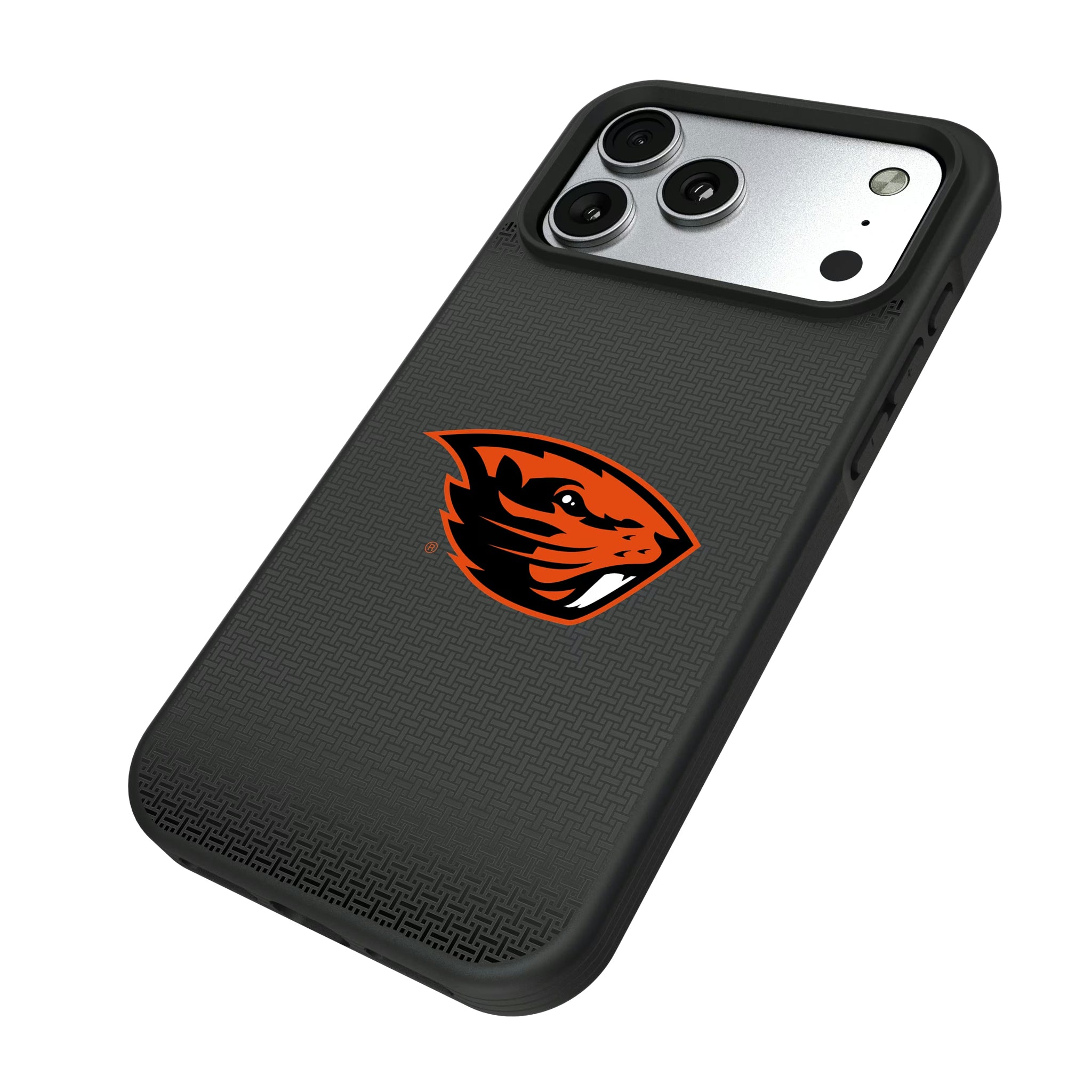 Oregon State University Beavers Linen iPhone Bump Phone Case for Apple iPhone - Isometric View#Device_iPhone 17 Pro Max