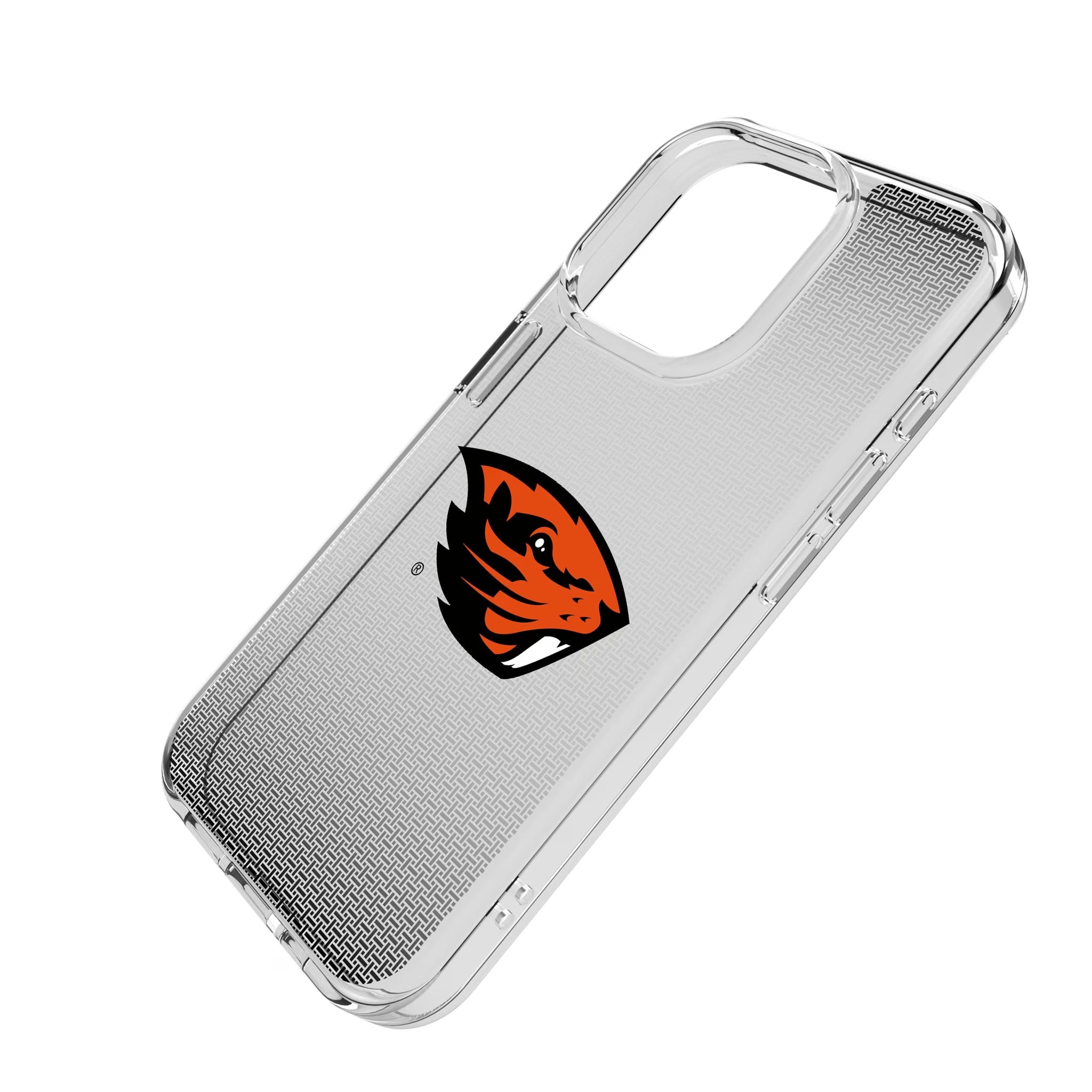 Oregon State University Beavers Linen iPhone Clear Phone Case for Apple iPhone - Isometric View