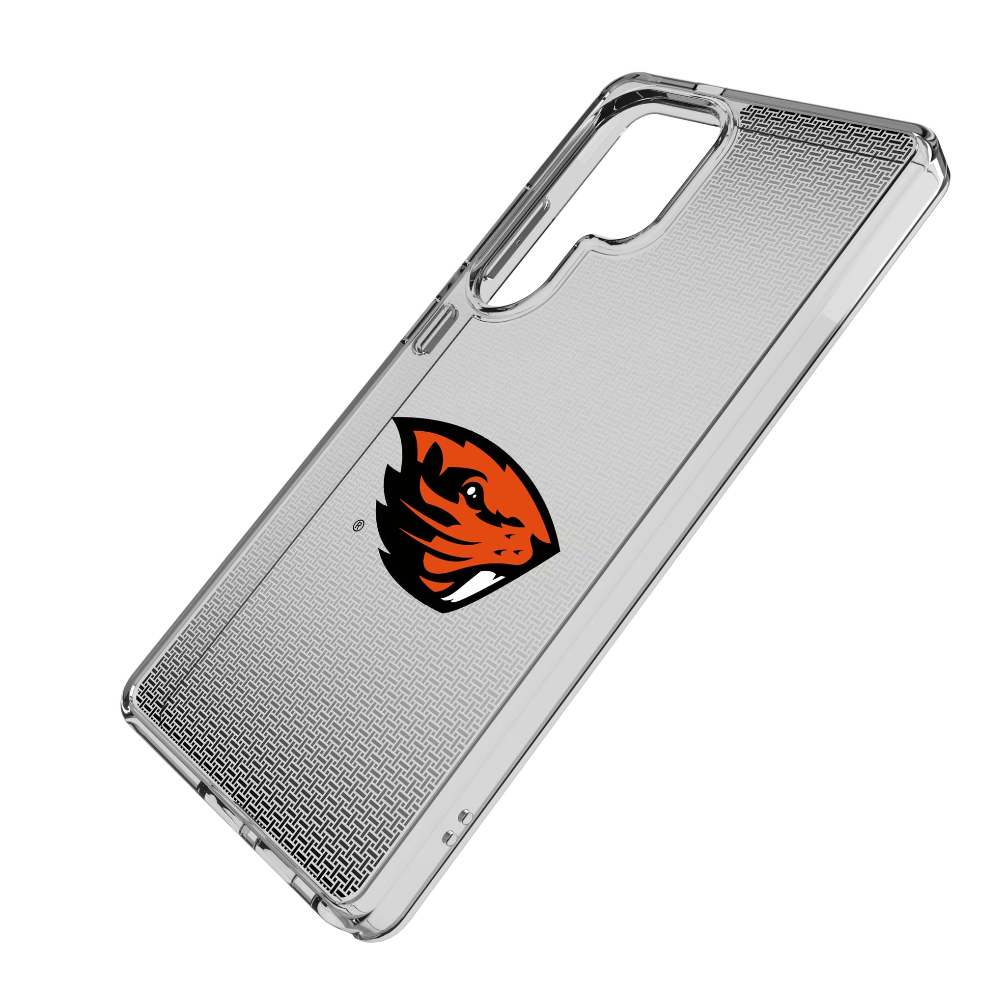 Oregon State University Beavers Linen Galaxy Clear Phone Case for Samsung Galaxy - Isometric View