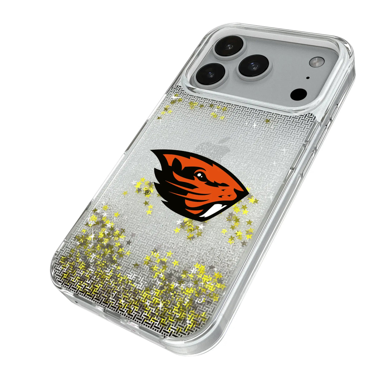 Oregon State University Beavers Linen iPhone Glitter Phone Case for Apple iPhone - Isometric View#Device_iPhone 18 Pro
