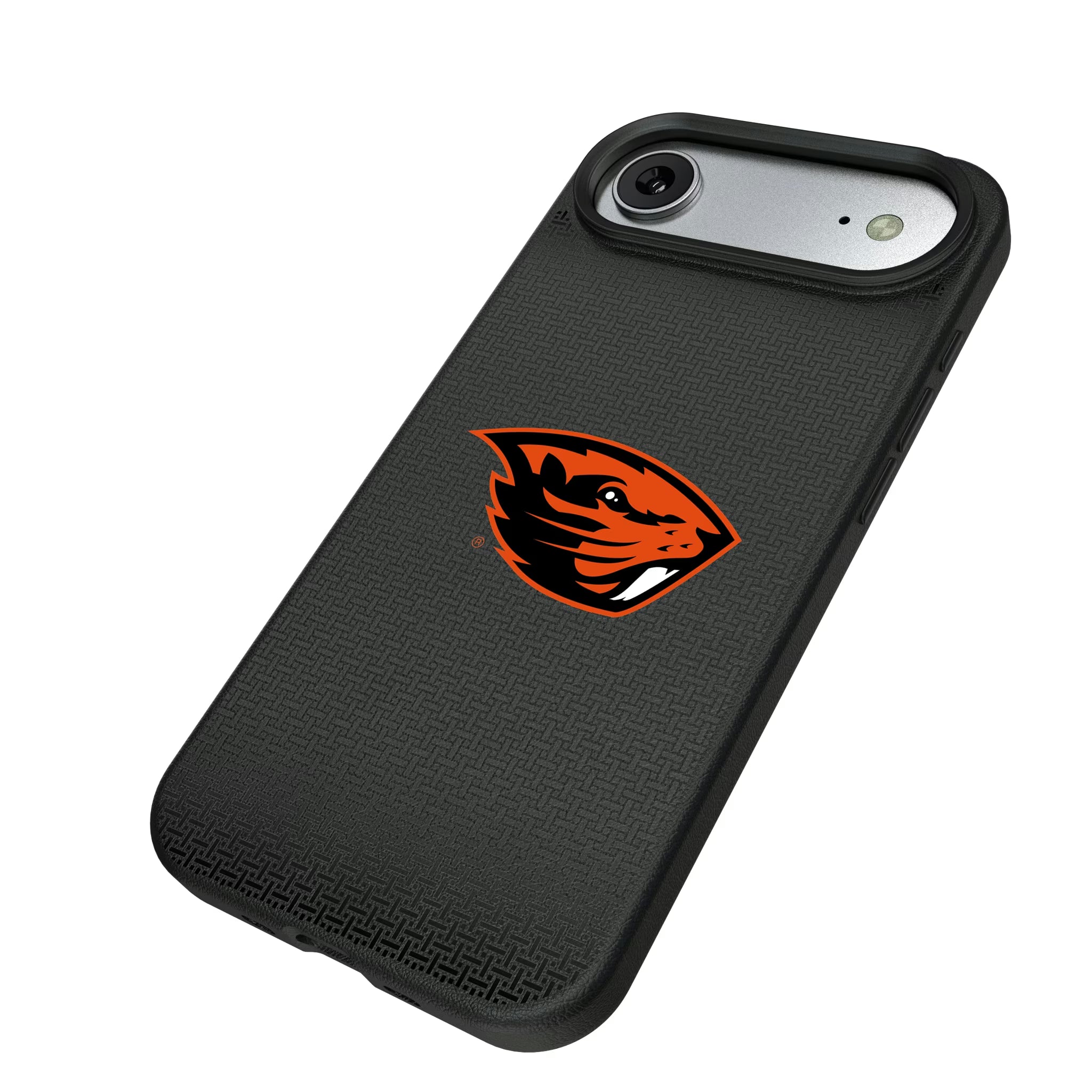 Oregon State University Beavers Linen iPhone MagSafe Compatible Phone Case for Apple iPhone - Isometric View#Device_iPhone Air