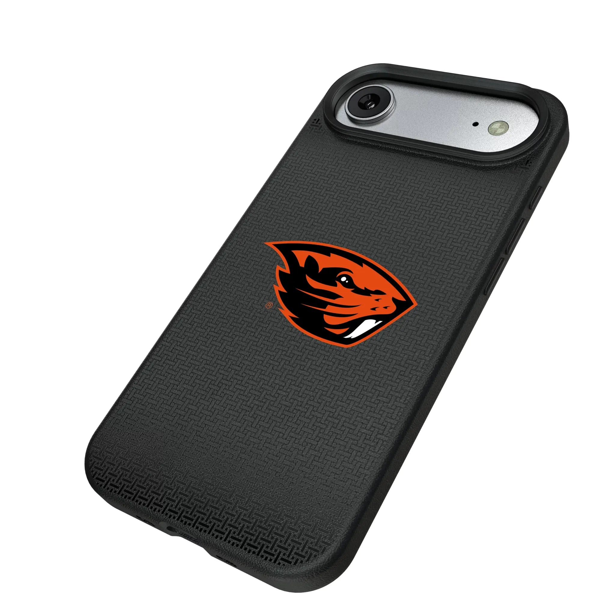 Oregon State University Beavers Linen iPhone MagSafe Compatible Phone Case for Apple iPhone - Isometric View#Device_iPhone Air
