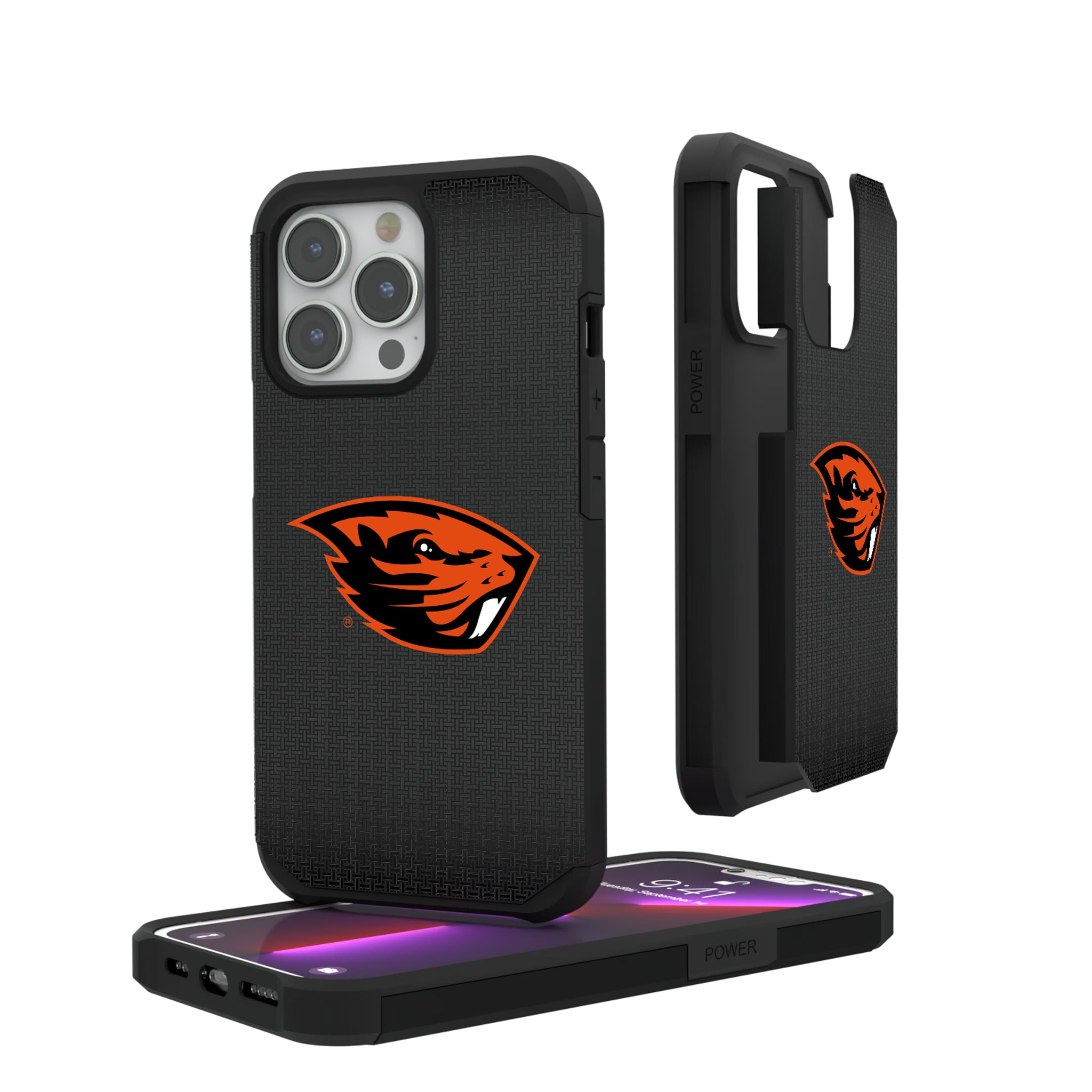 Oregon State University Beavers Linen iPhone Rugged Phone Case for Apple iPhone#Device_iPhone 13 Pro