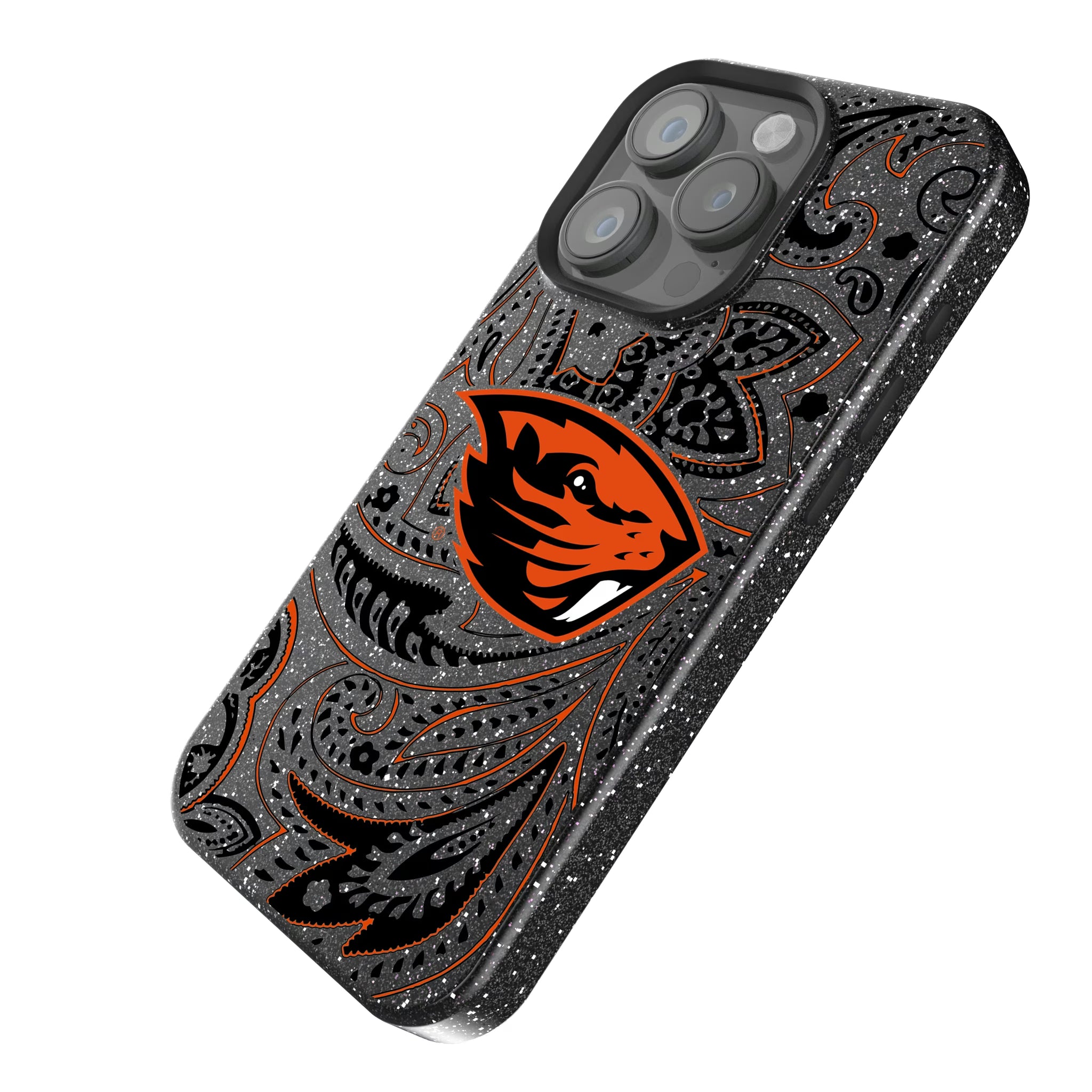Oregon State University Beavers Paisley iPhone Bling Phone Case for Apple iPhone - Isometric View