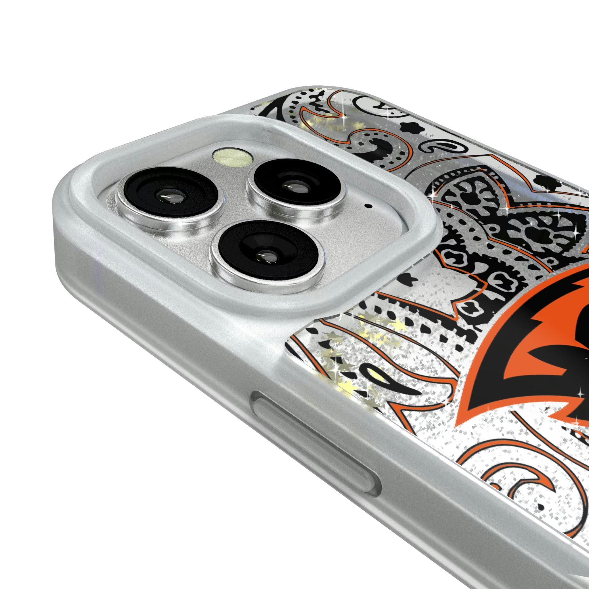 Oregon State University Beavers Paisley iPhone Glitter Phone Case for Apple iPhone - Detail#Device_iPhone 16 Pro