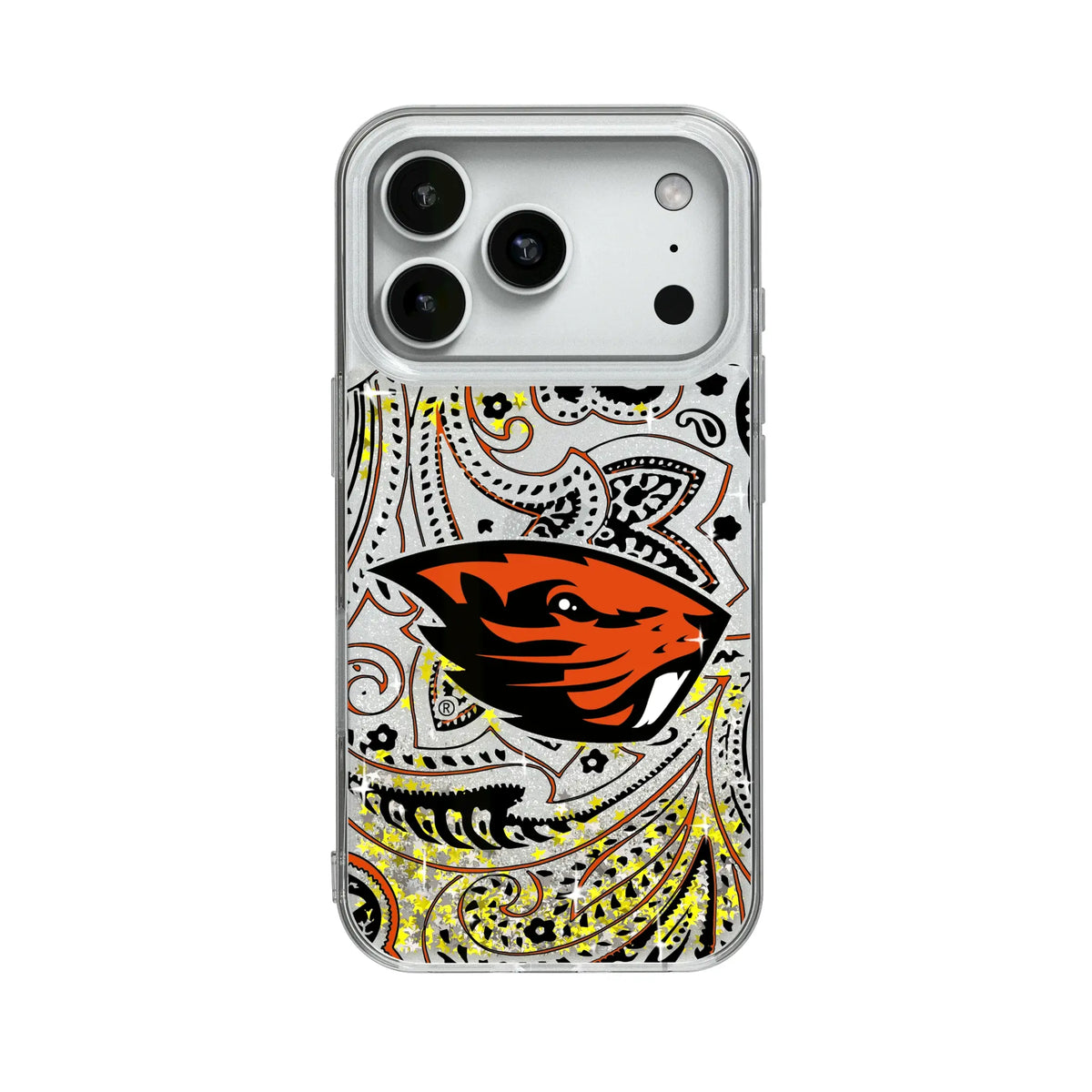 Oregon State University Beavers Paisley Glitter Phone Case for Apple iPhone