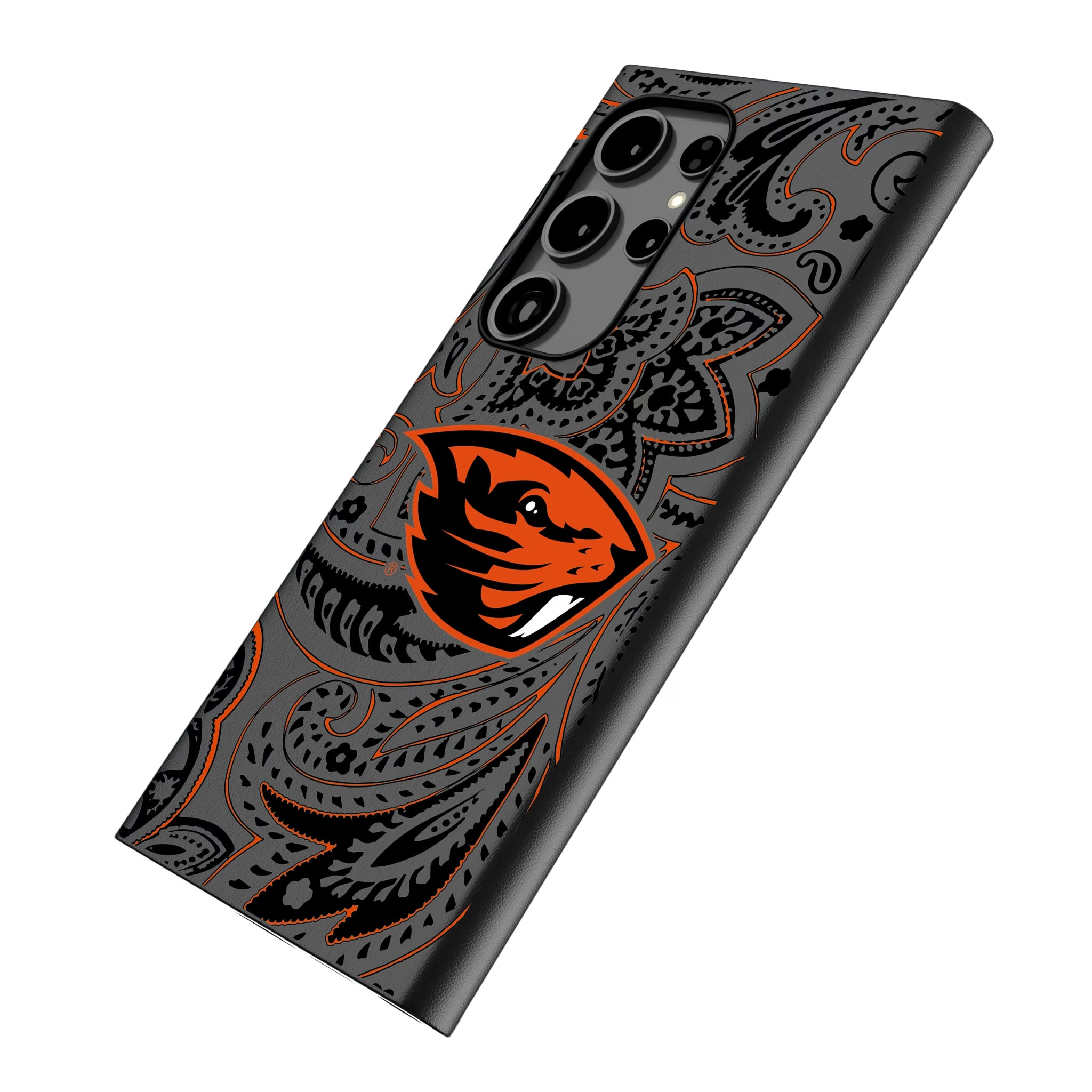 Oregon State University Beavers Paisley Galaxy MagSafe Compatible Phone Case for Samsung Galaxy - Isometric View
