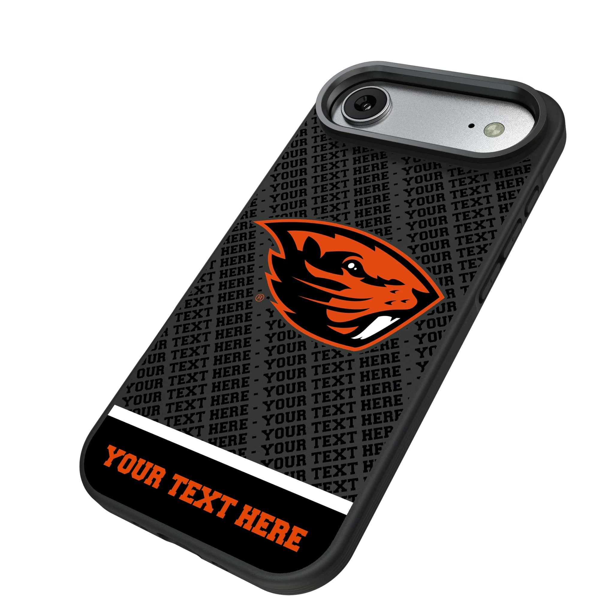 Oregon State University Beavers Personalized EndZone Plus iPhone Bump Phone Case for Apple iPhone - Isometric View#Device_iPhone Air