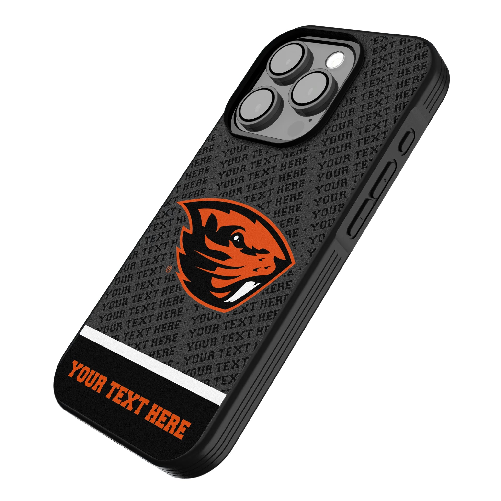 Oregon State University Beavers Personalized EndZone Plus iPhone Bump Phone Case for Apple iPhone - Isometric View