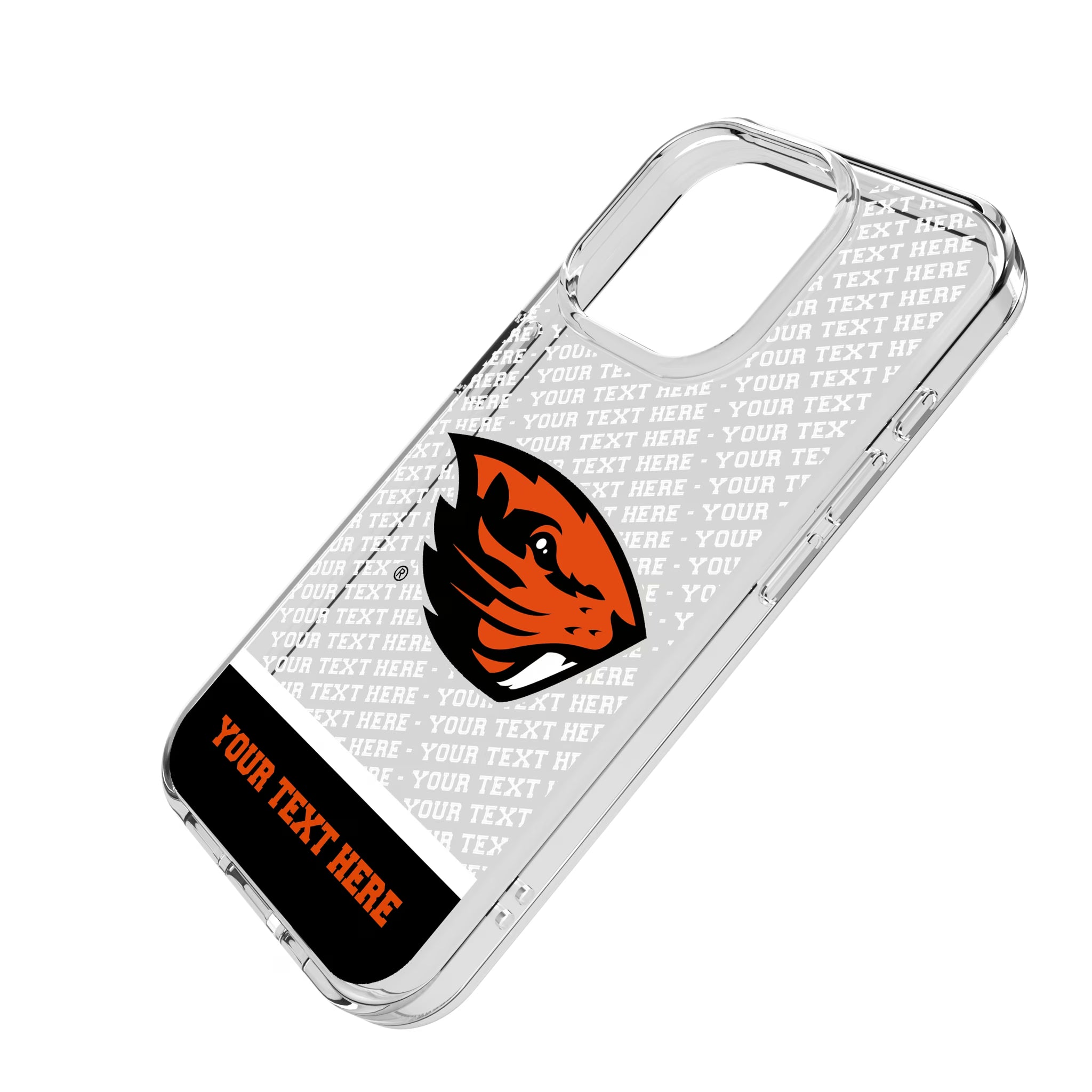 Oregon State University Beavers Personalized EndZone Plus iPhone Clear Phone Case for Apple iPhone - Isometric View