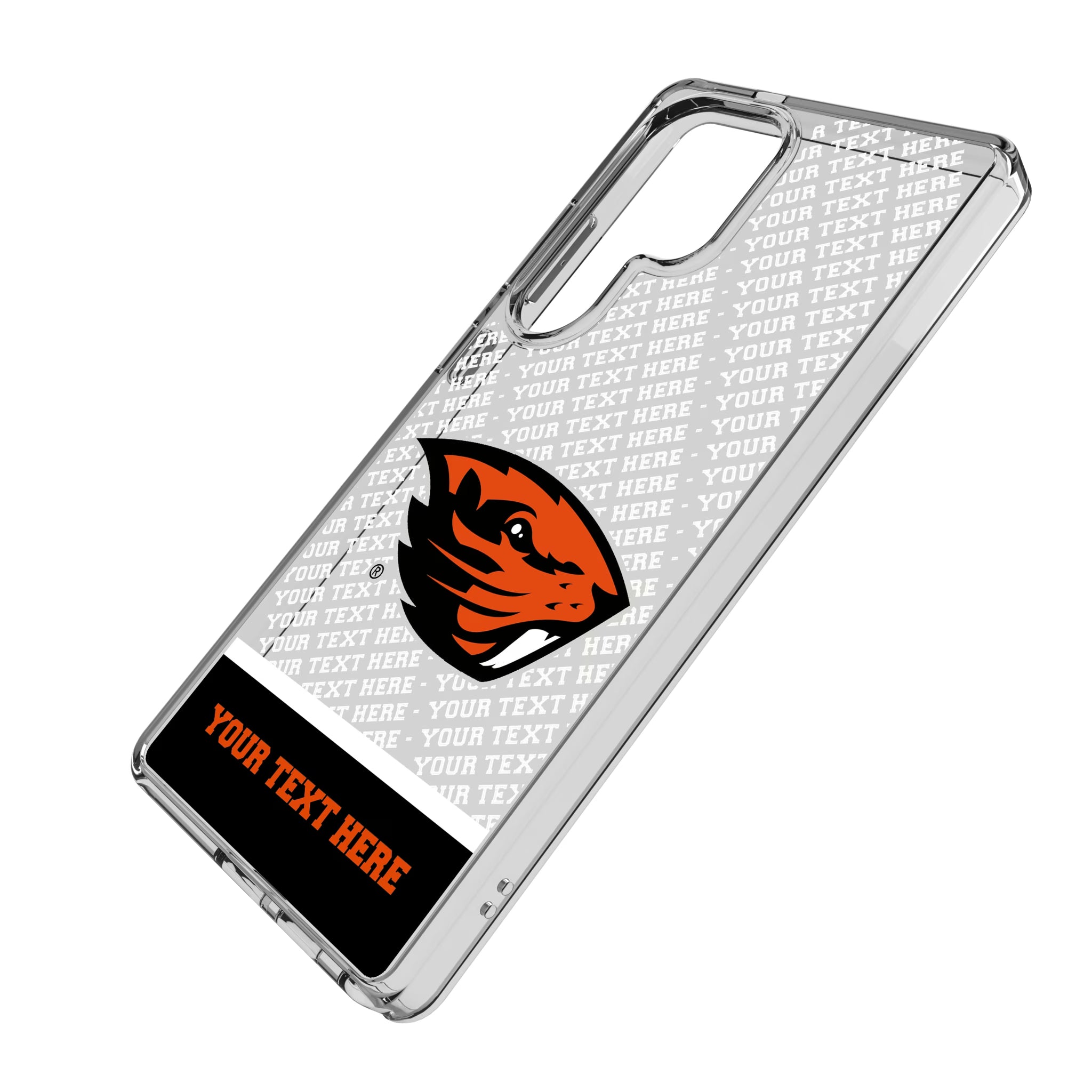 Oregon State University Beavers Personalized EndZone Plus Galaxy Clear Phone Case for Samsung Galaxy - Isometric View