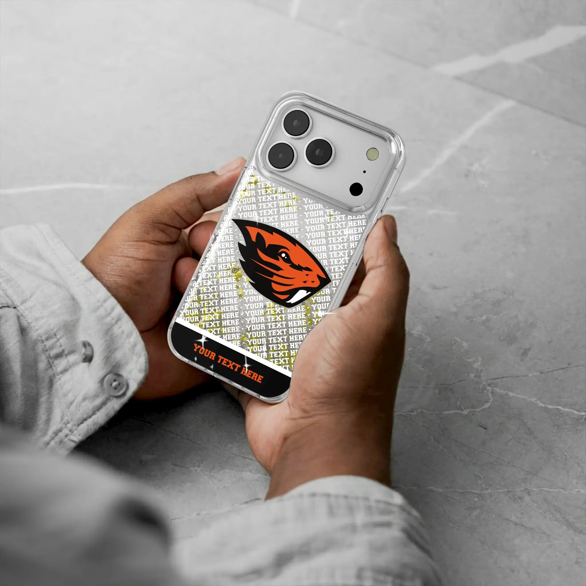 Oregon State University Beavers Personalized EndZone Plus iPhone Glitter Phone Case for Apple iPhone - Lifestyle#Device_iPhone 17 Pro