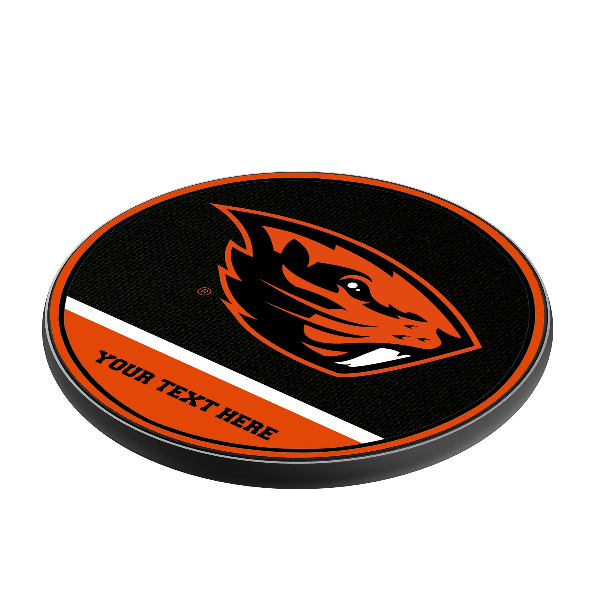 Oregon State University Beavers Personalized Endzone Solid 15-Watt Wireless Charger - Isometric View