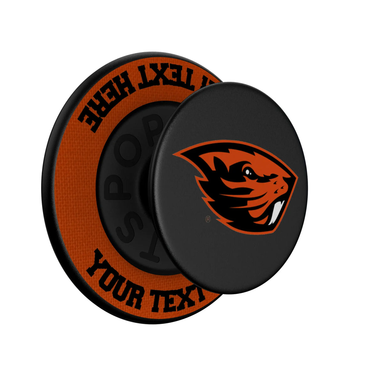 Oregon State University Beavers Personalized Endzone Solid Popsockets Round Magnetic - Isometric View