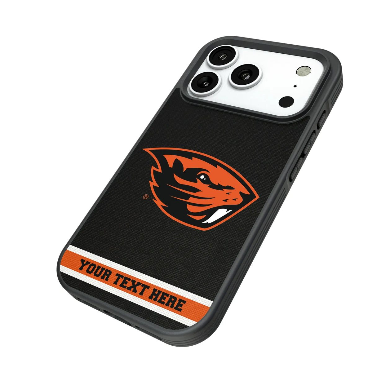 Oregon State University Beavers Personalized Stripe iPhone Bump Phone Case for Apple iPhone - Isometric View#Device_iPhone 18 Pro