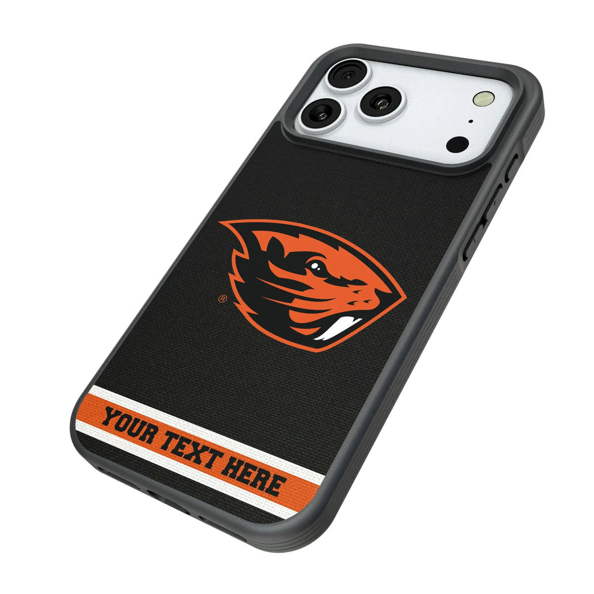 Oregon State University Beavers Personalized Stripe iPhone Bump Phone Case for Apple iPhone - Isometric View#Device_iPhone 18 Pro Max