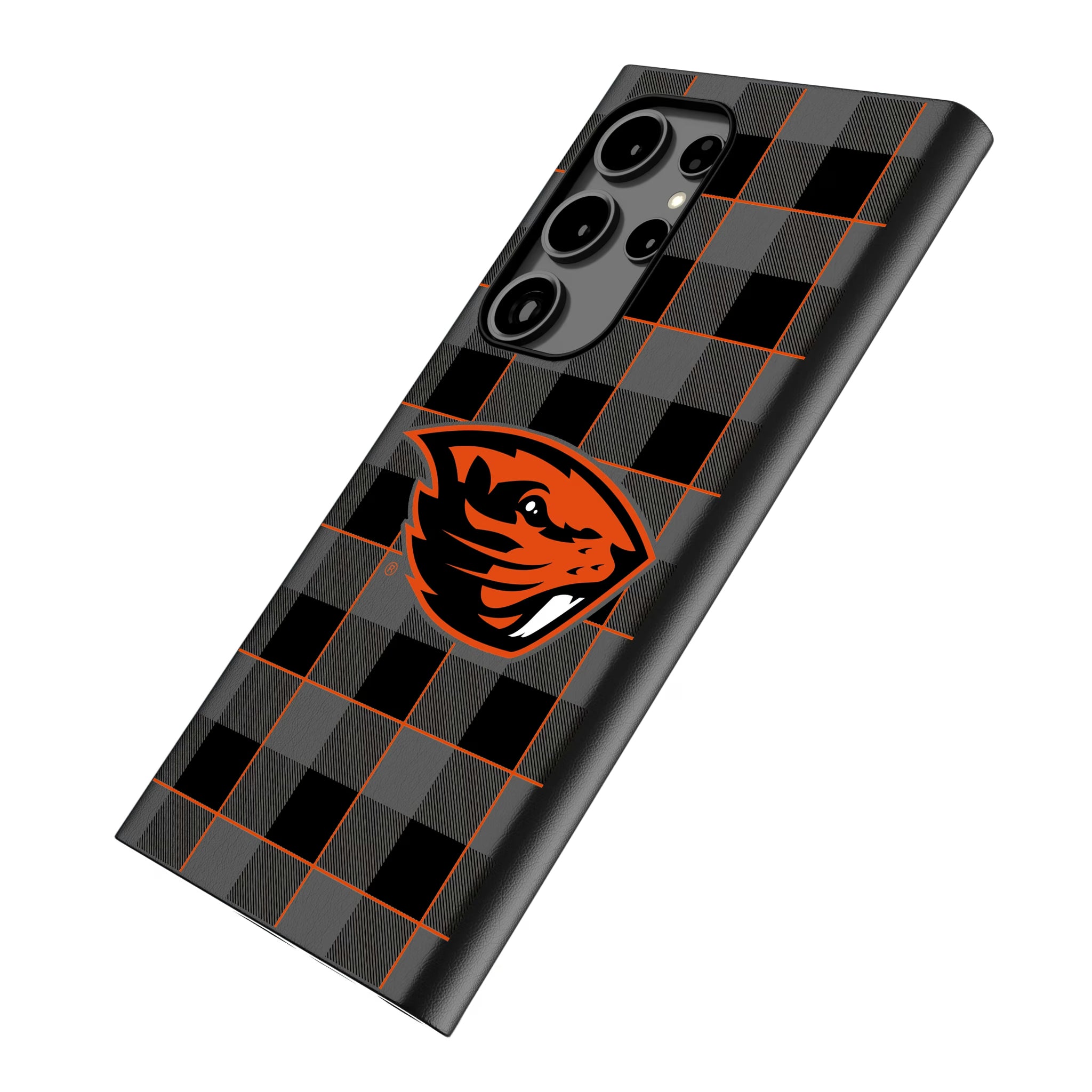 Oregon State University Beavers Plaid Galaxy MagSafe Compatible Phone Case for Samsung Galaxy - Isometric View