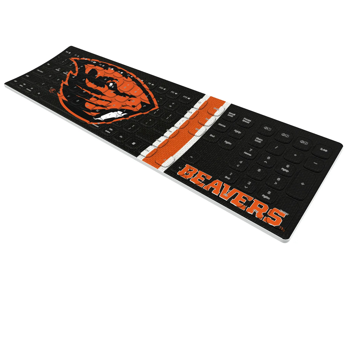 Oregon State University Beavers Stripe KKB605 Curved Wireless Keyboard - Isometric View