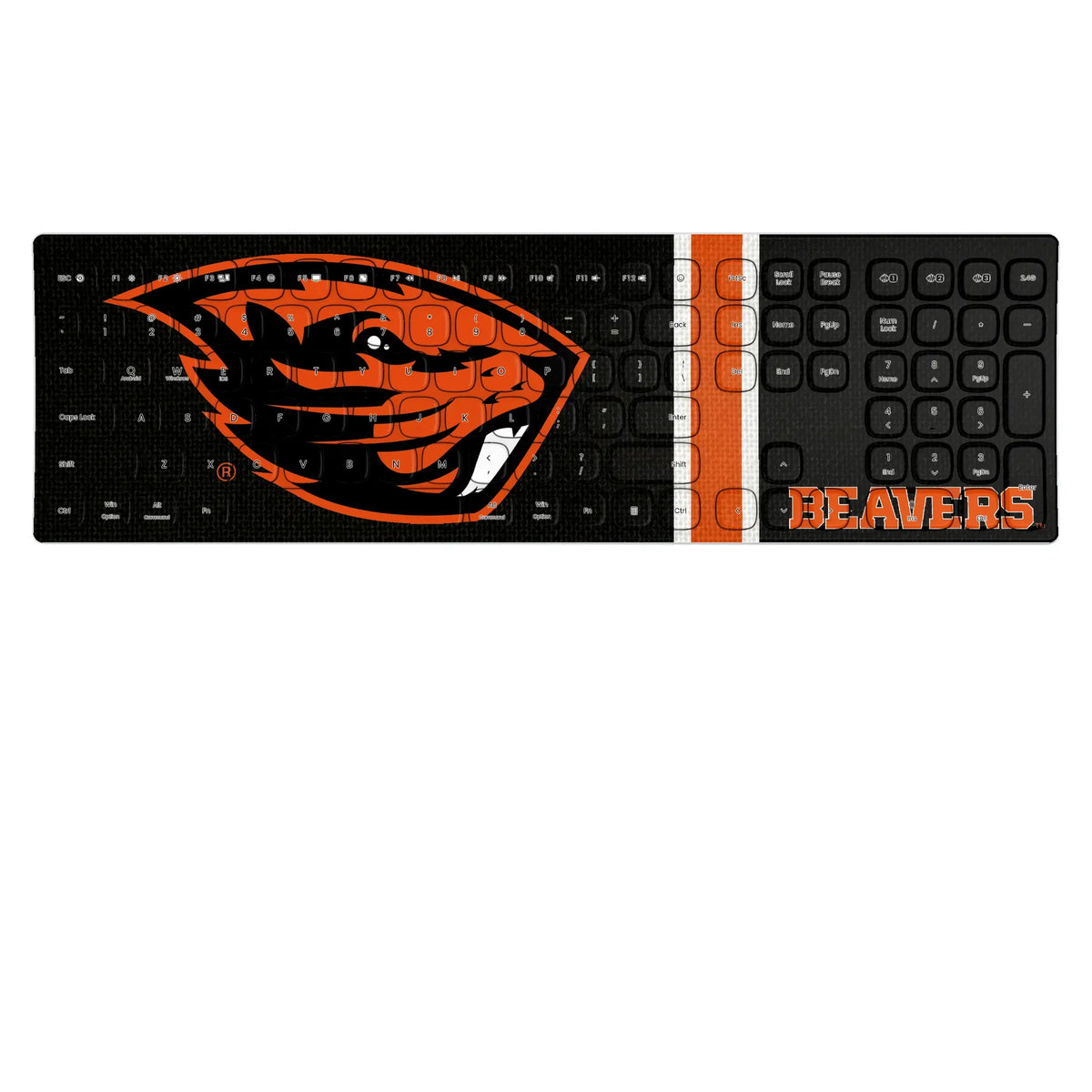 Oregon State University Beavers Stripe KKB605 Curved Wireless Keyboard
