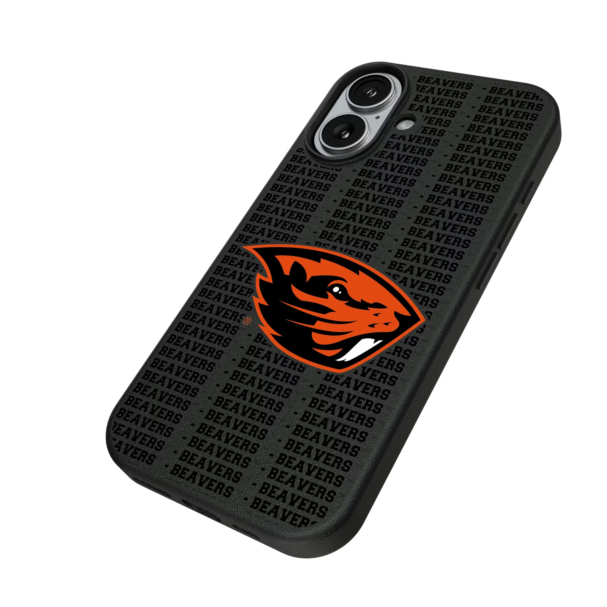 Oregon State University Beavers Text Backdrop iPhone MagSafe Compatible Phone Case for Apple iPhone - Isometric View#Device_iPhone 17