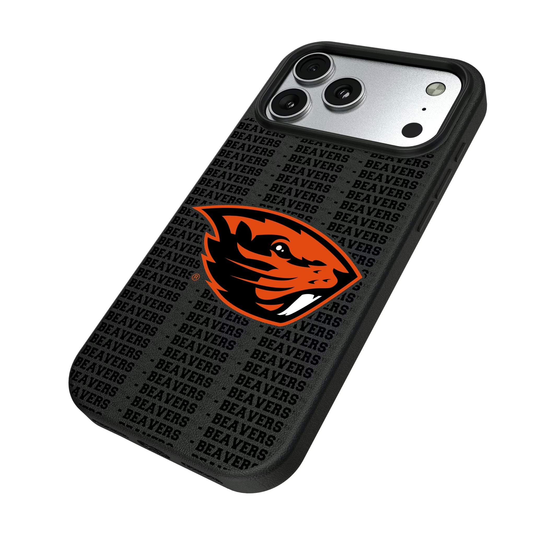 Oregon State University Beavers Text Backdrop iPhone MagSafe Compatible Phone Case for Apple iPhone - Isometric View#Device_iPhone 17 Pro Max