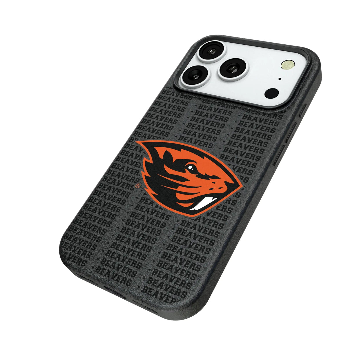 Oregon State University Beavers Text Backdrop iPhone MagSafe Compatible Phone Case for Apple iPhone - Isometric View#Device_iPhone 18 Pro
