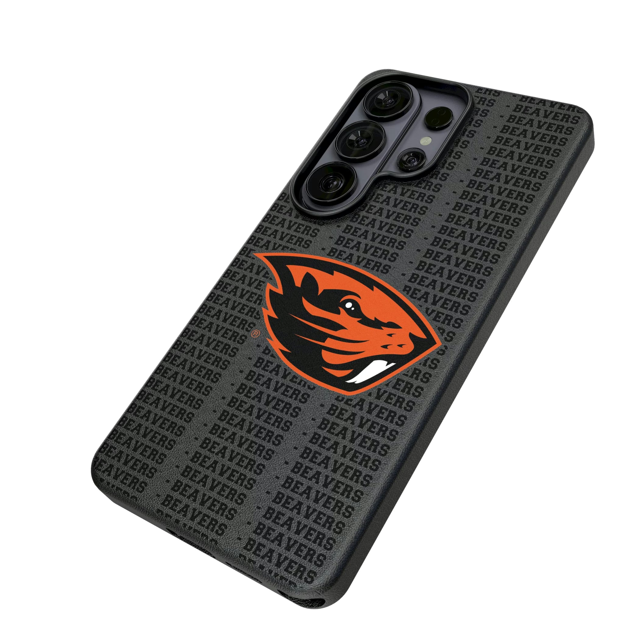 Oregon State University Beavers Text Backdrop Galaxy MagSafe Compatible Phone Case for Samsung Galaxy - Isometric View