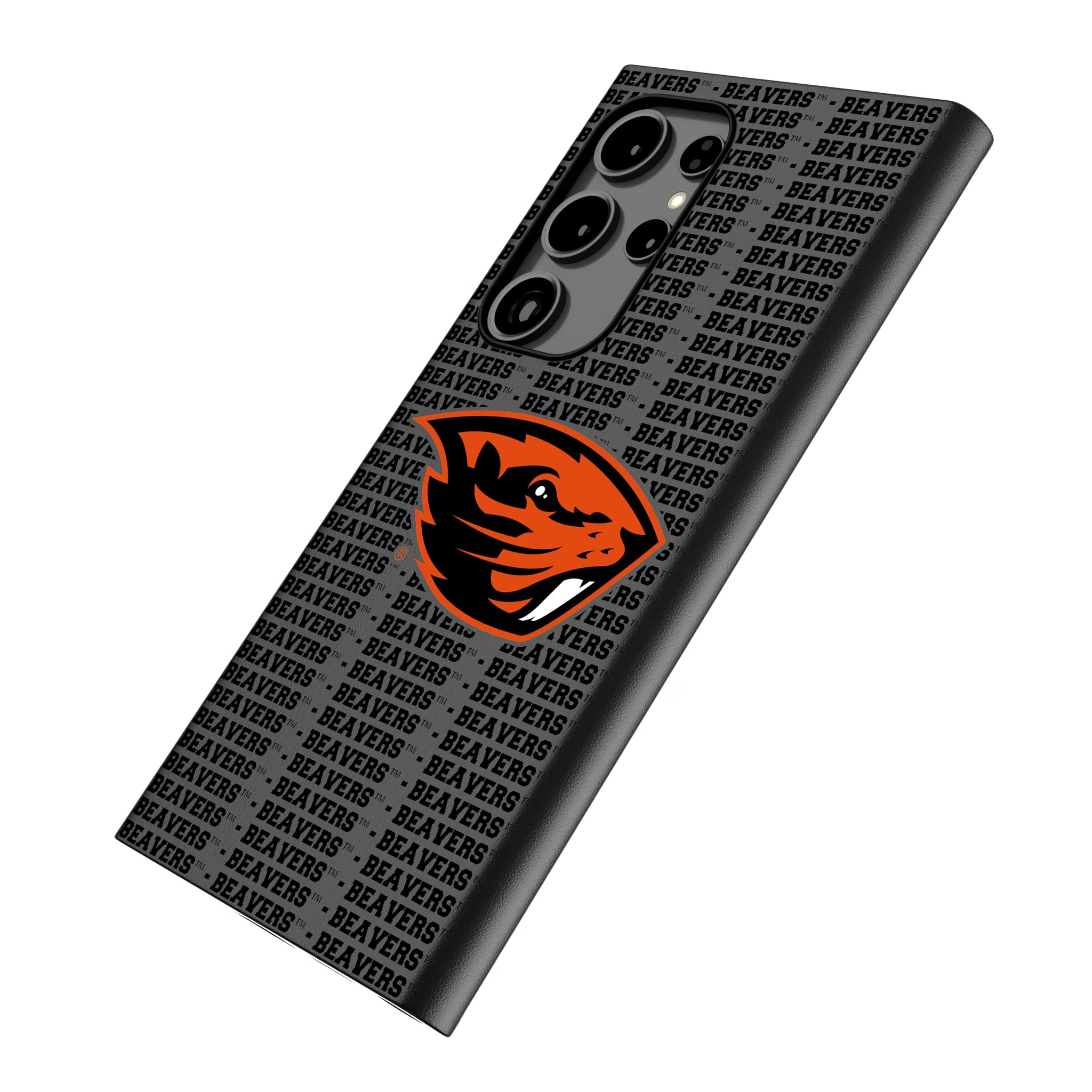 Oregon State University Beavers Text Backdrop Galaxy MagSafe Compatible Phone Case for Samsung Galaxy - Isometric View
