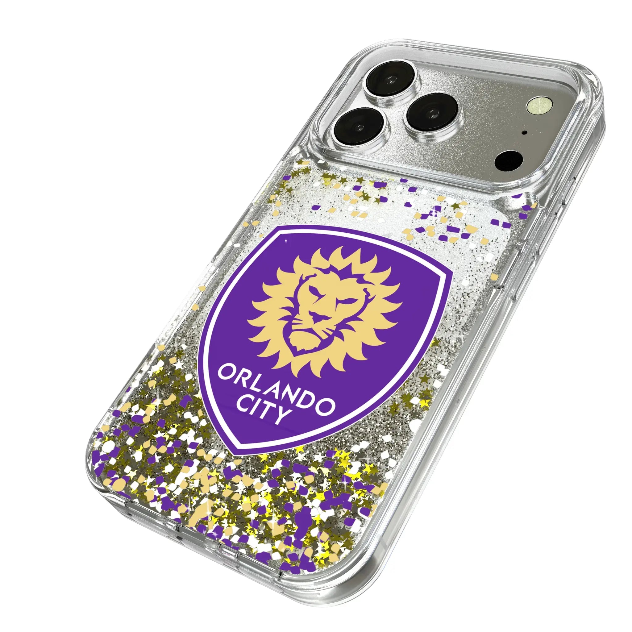 Orlando City Soccer Club Confetti iPhone Glitter Phone Case for Apple iPhone - Isometric View