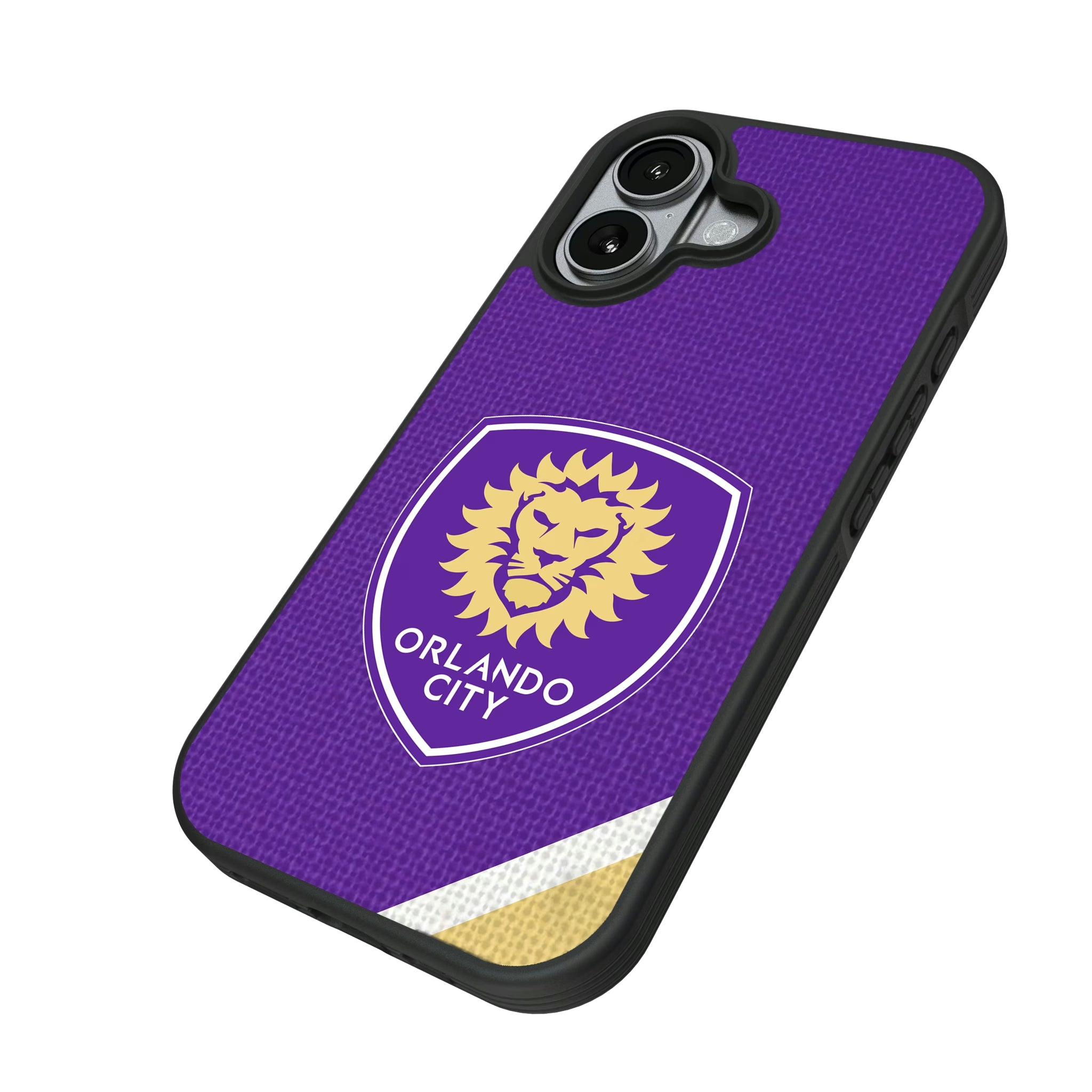 Orlando City Soccer Club Diagonal Stripe iPhone Bump Phone Case for Apple iPhone - Isometric View#Device_iPhone 17