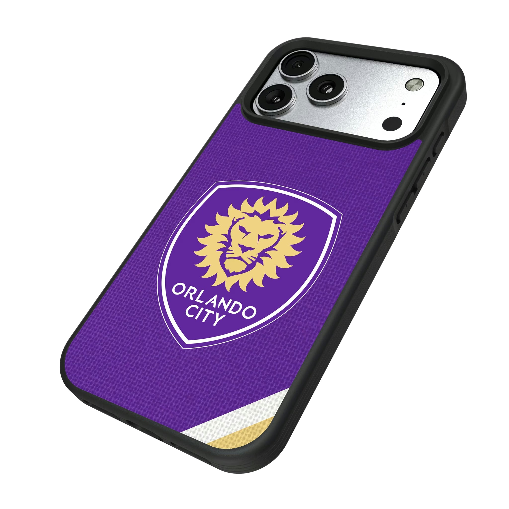 Orlando City Soccer Club Diagonal Stripe iPhone Bump Phone Case for Apple iPhone - Isometric View#Device_iPhone 17 Pro Max