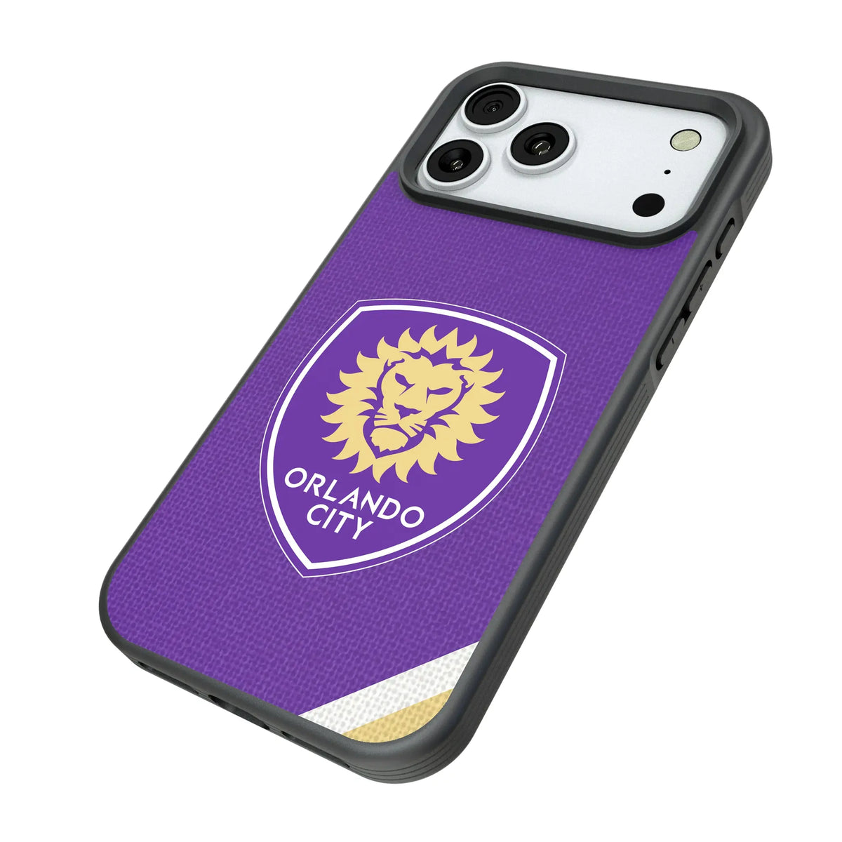 Orlando City Soccer Club Diagonal Stripe iPhone Bump Phone Case for Apple iPhone - Isometric View#Device_iPhone 18 Pro Max
