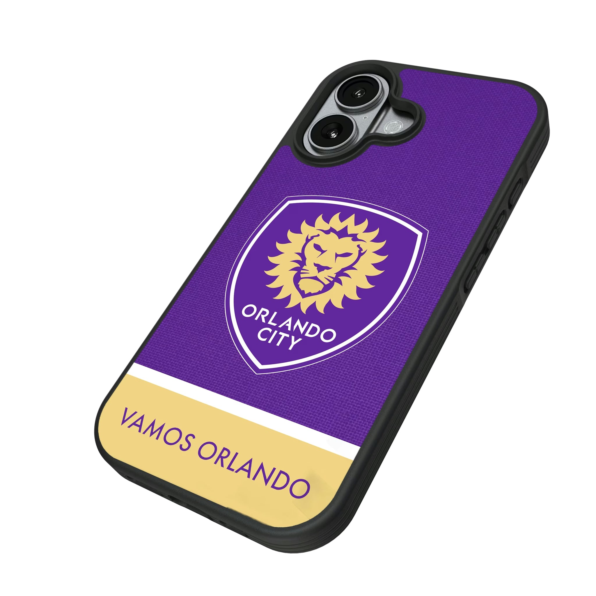 Orlando City Soccer Club Endzone Solid iPhone Bump Phone Case for Apple iPhone - Isometric View#Device_iPhone 17