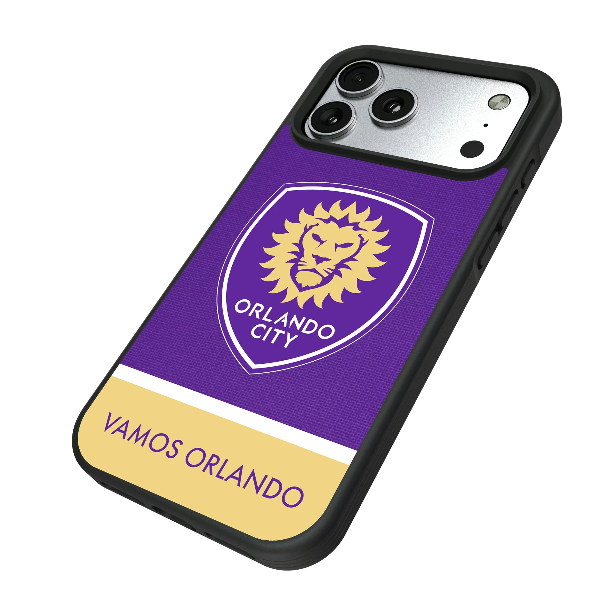 Orlando City Soccer Club Endzone Solid iPhone Bump Phone Case for Apple iPhone - Isometric View#Device_iPhone 17 Pro Max