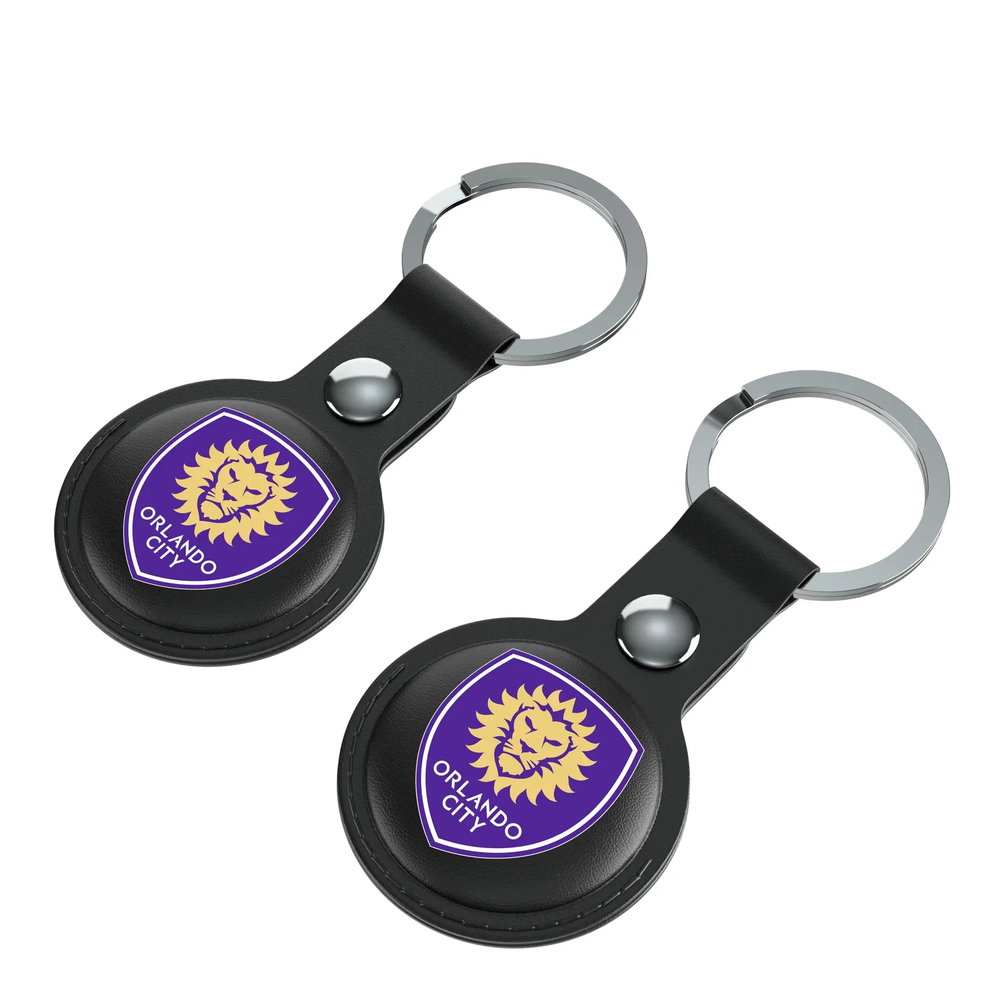 Orlando City Soccer Club Insignia AirTag Black Airtag Holder 2-Pack - Isometric View