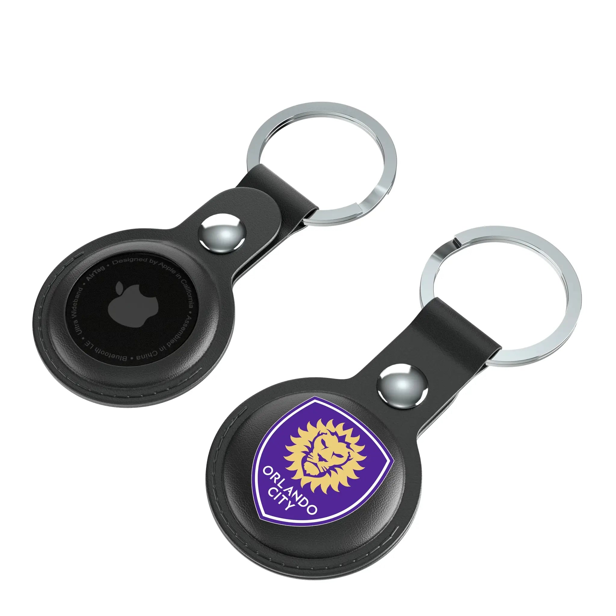Orlando City Soccer Club Insignia AirTag Black Airtag Holder 2-Pack - Isometric View