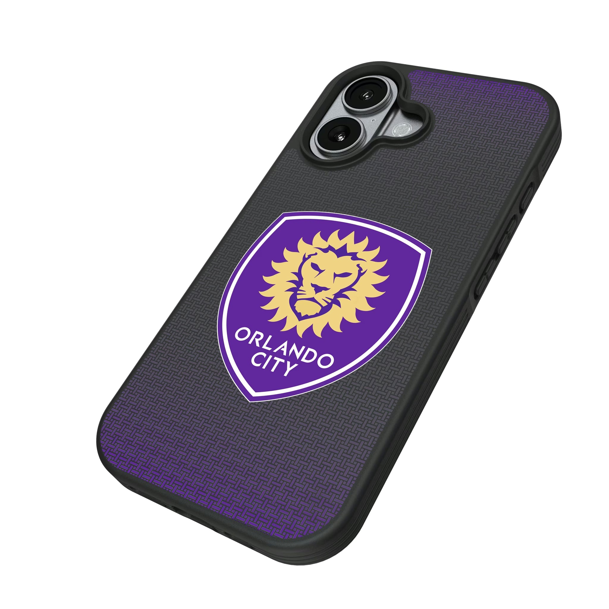 Orlando City Soccer Club Linen iPhone Bump Phone Case for Apple iPhone - Isometric View#Device_iPhone 17