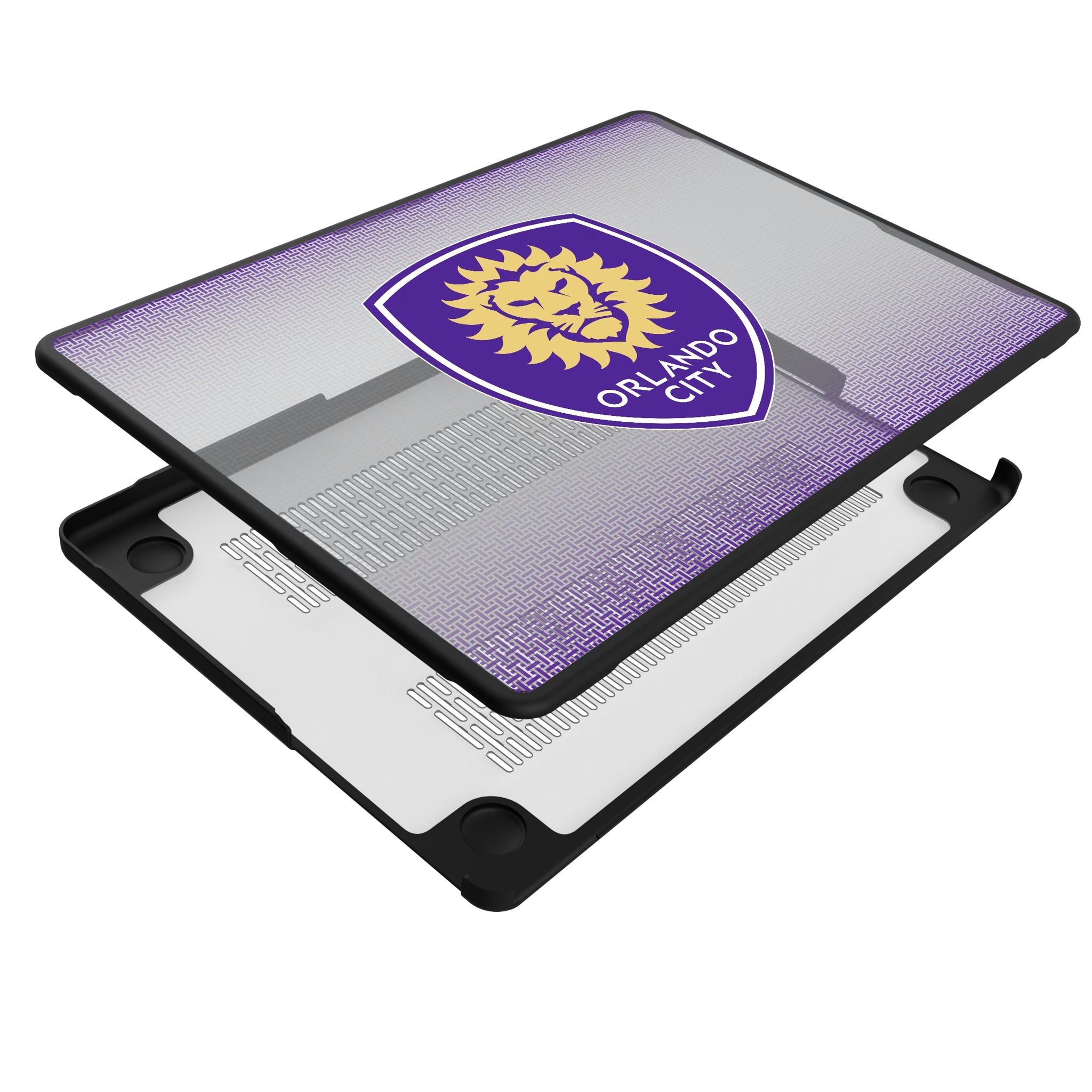 Orlando City Soccer Club Linen MacBook Laptop Case for Apple MacBook - Isometric View#Device_MacBook Pro (14-inch, 2021) / MacBook Pro (14-inch, 2023) / MacBook Pro (14-inch, 2024)