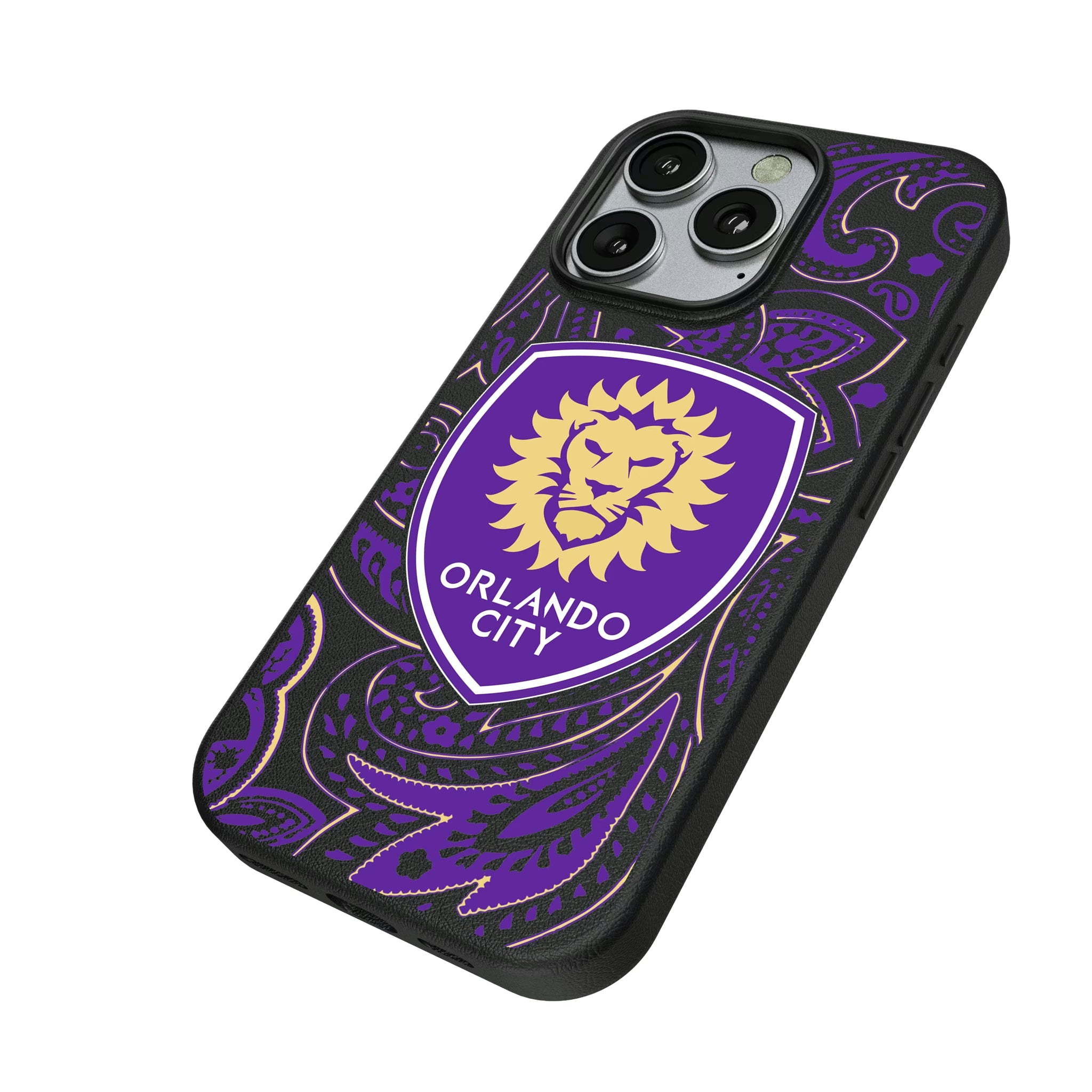 Orlando City Soccer Club Paisley iPhone MagSafe Compatible Phone Case for Apple iPhone - Isometric View