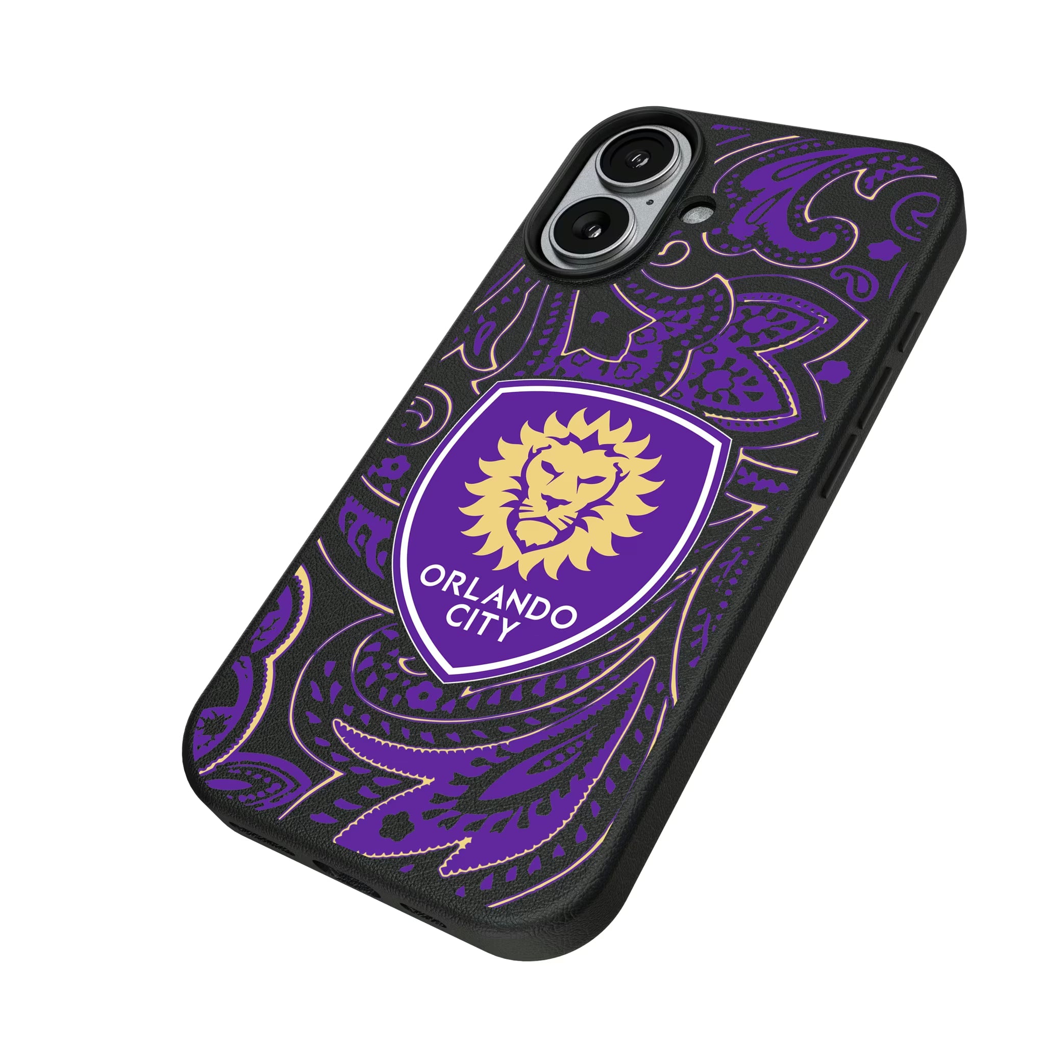 Orlando City Soccer Club Paisley iPhone MagSafe Compatible Phone Case for Apple iPhone - Isometric View#Device_iPhone 17