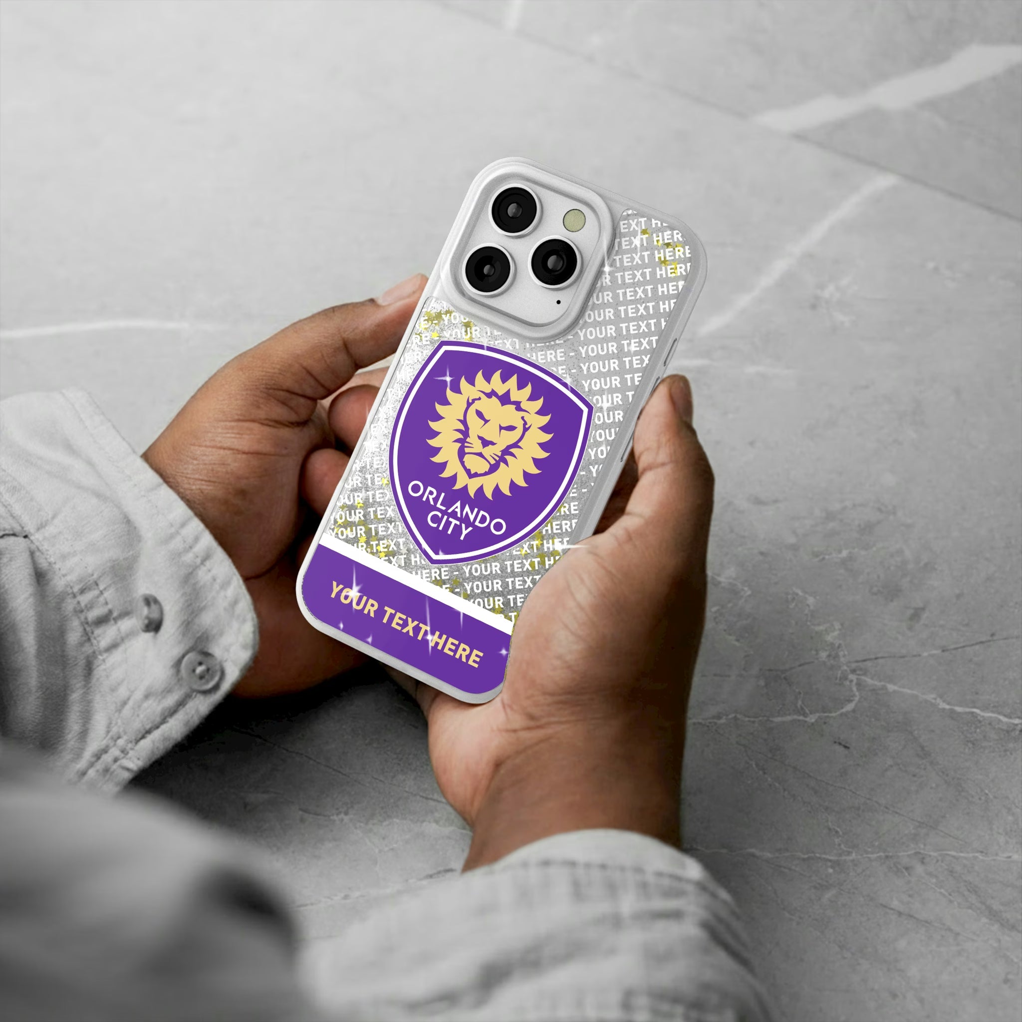 Orlando City Soccer Club Personalized EndZone Plus iPhone Glitter Phone Case for Apple iPhone - Lifestyle#Device_iPhone 16 Pro