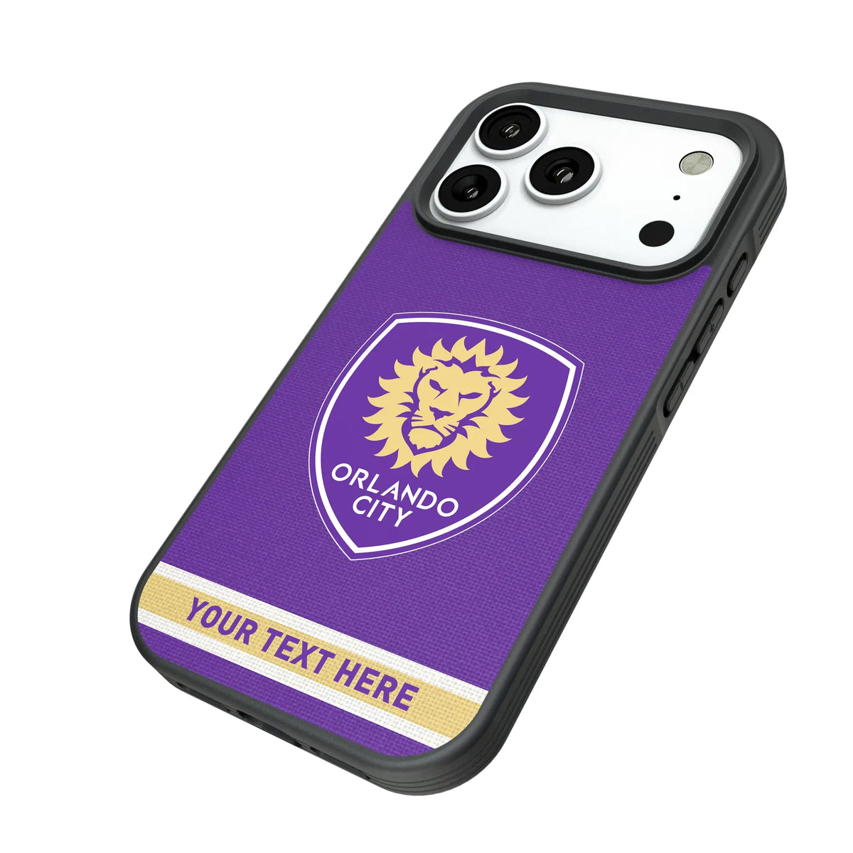 Orlando City Soccer Club Personalized Stripe iPhone Bump Phone Case for Apple iPhone - Isometric View#Device_iPhone 18 Pro