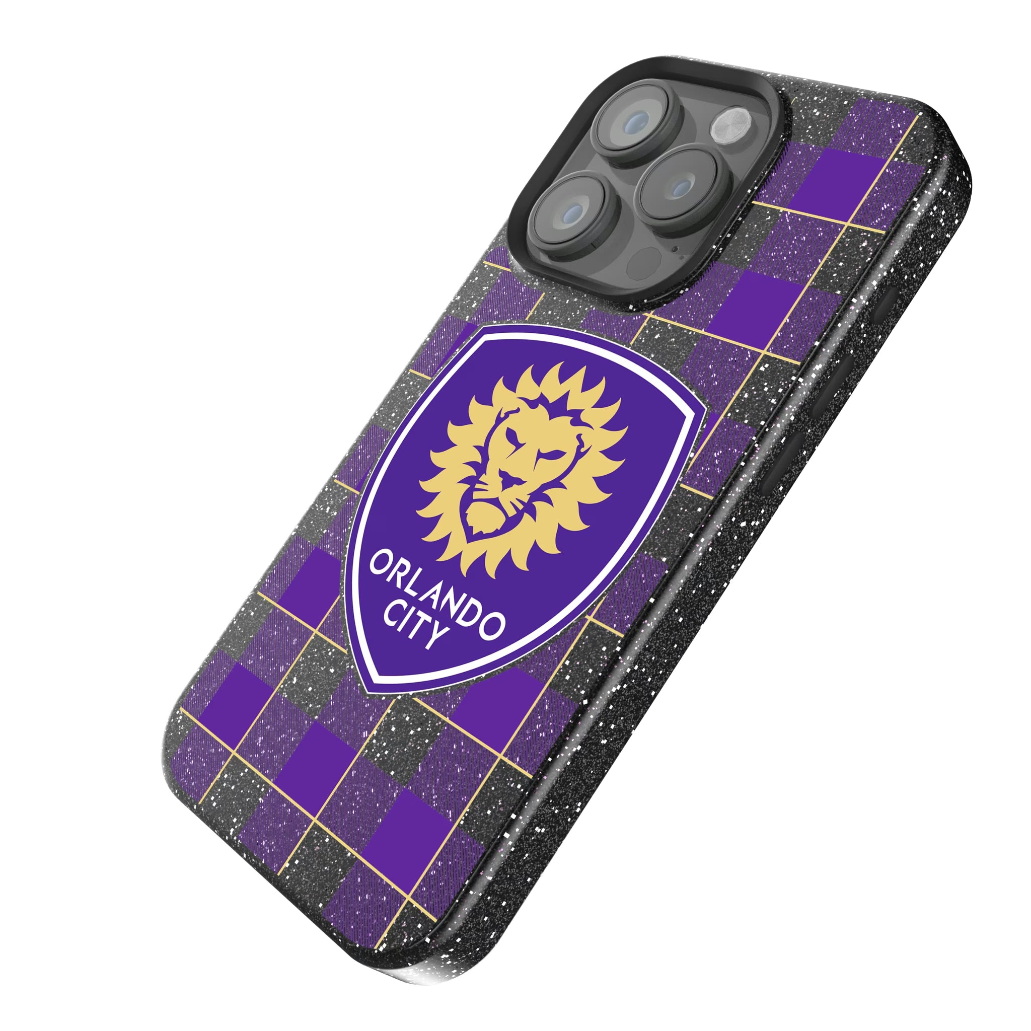 Orlando City Soccer Club Plaid iPhone Bling Phone Case for Apple iPhone - Isometric View