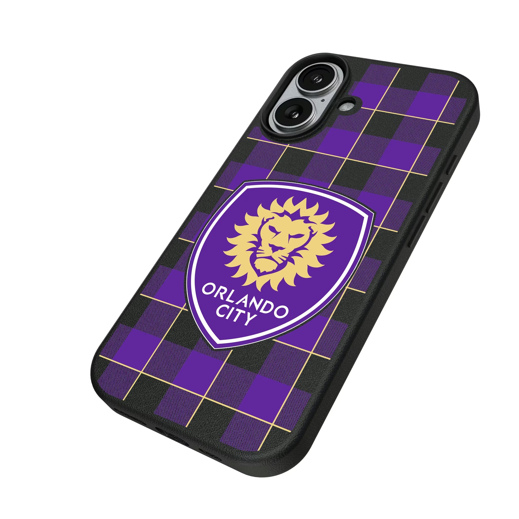 Orlando City Soccer Club Plaid iPhone MagSafe Compatible Phone Case for Apple iPhone - Isometric View#Device_iPhone 17