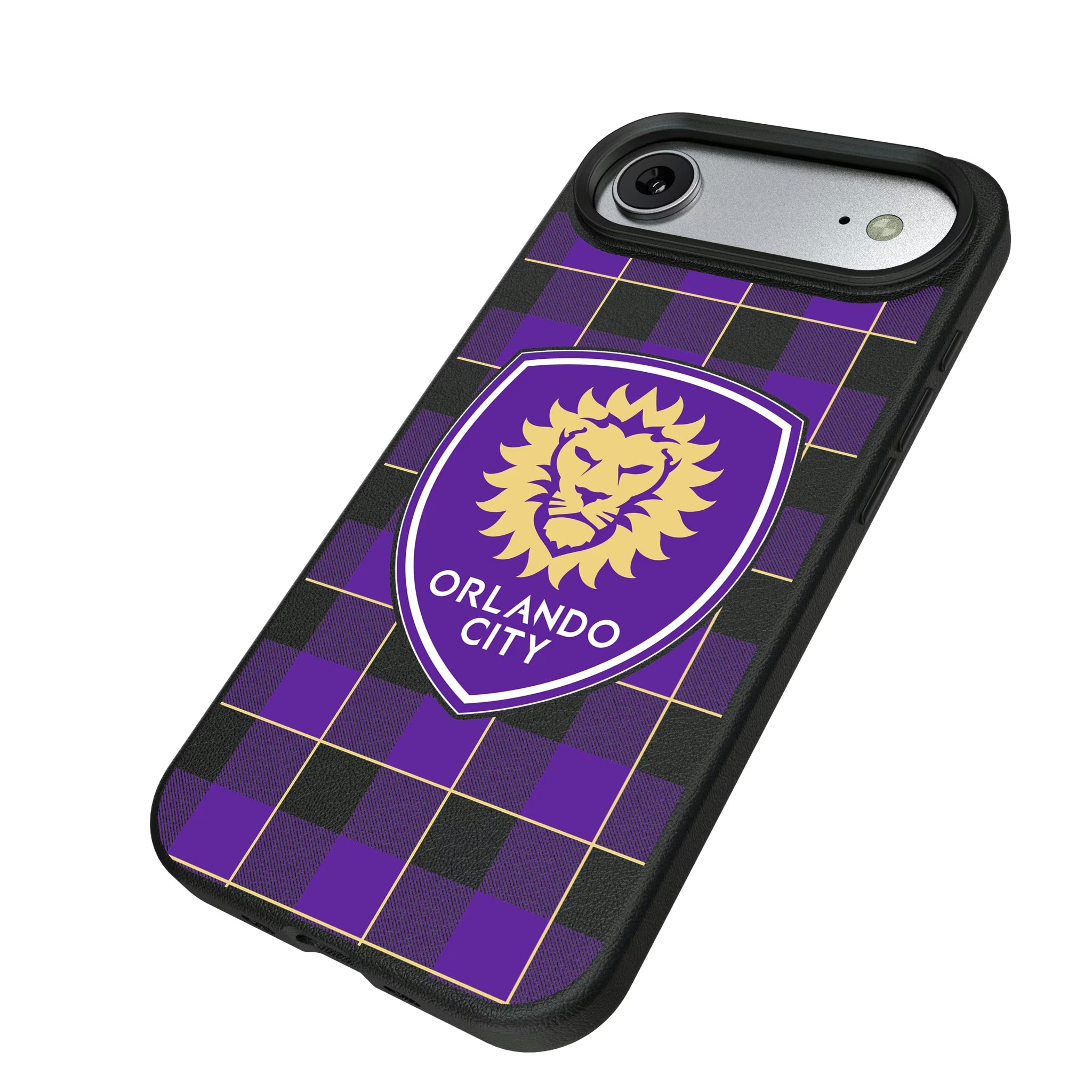 Orlando City Soccer Club Plaid iPhone MagSafe Compatible Phone Case for Apple iPhone - Isometric View#Device_iPhone Air