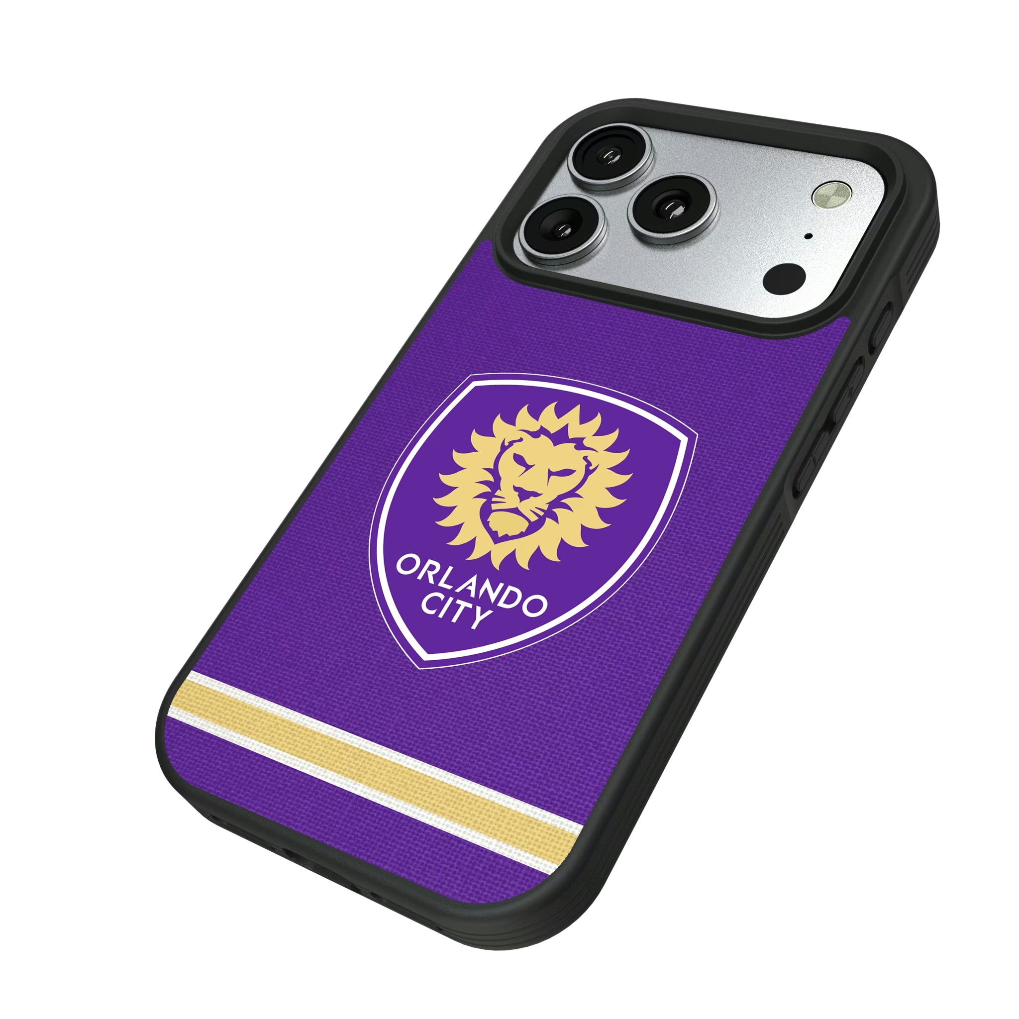 Orlando City Soccer Club Stripe iPhone Bump Phone Case for Apple iPhone - Isometric View#Device_iPhone 17 Pro