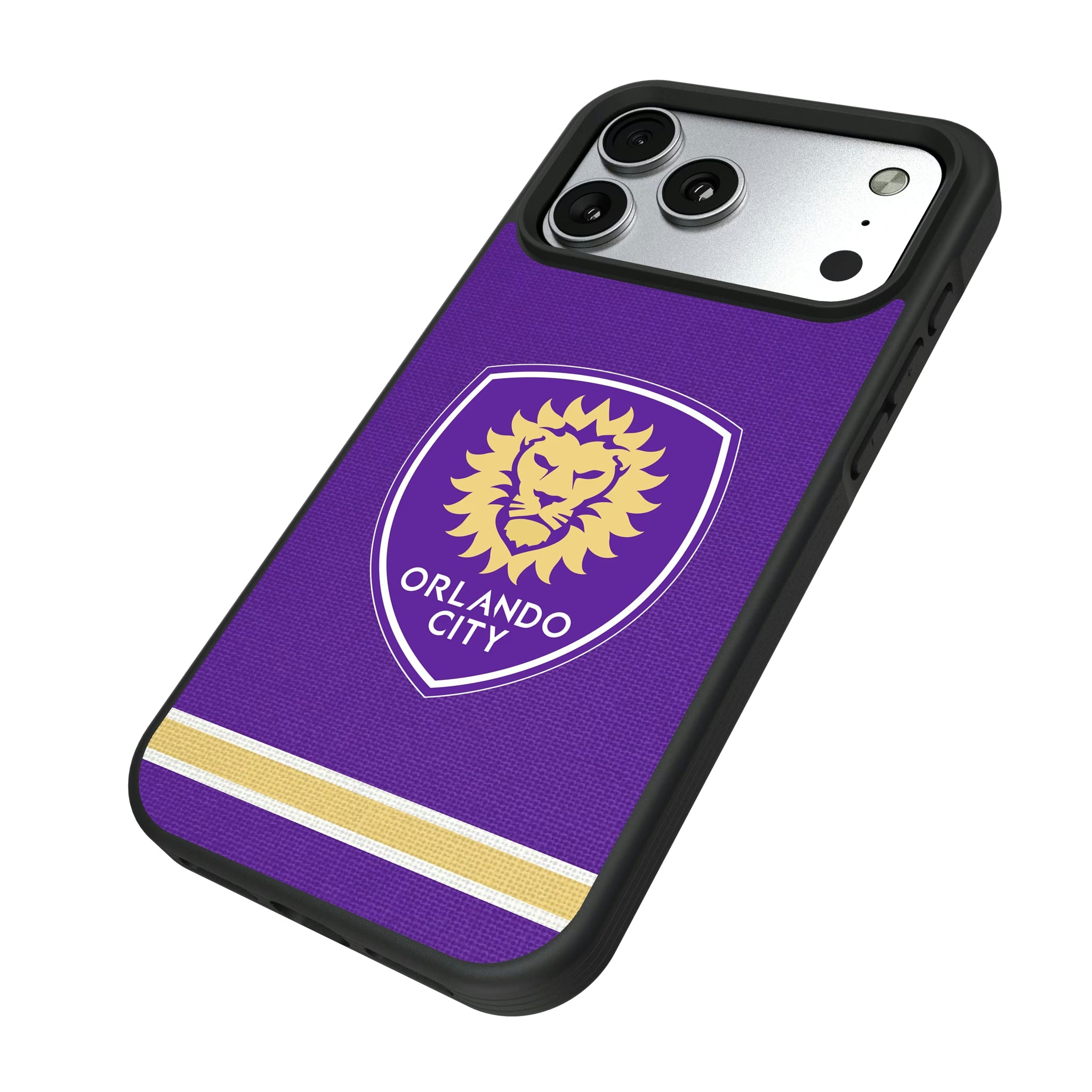 Orlando City Soccer Club Stripe iPhone Bump Phone Case for Apple iPhone - Isometric View#Device_iPhone 17 Pro Max