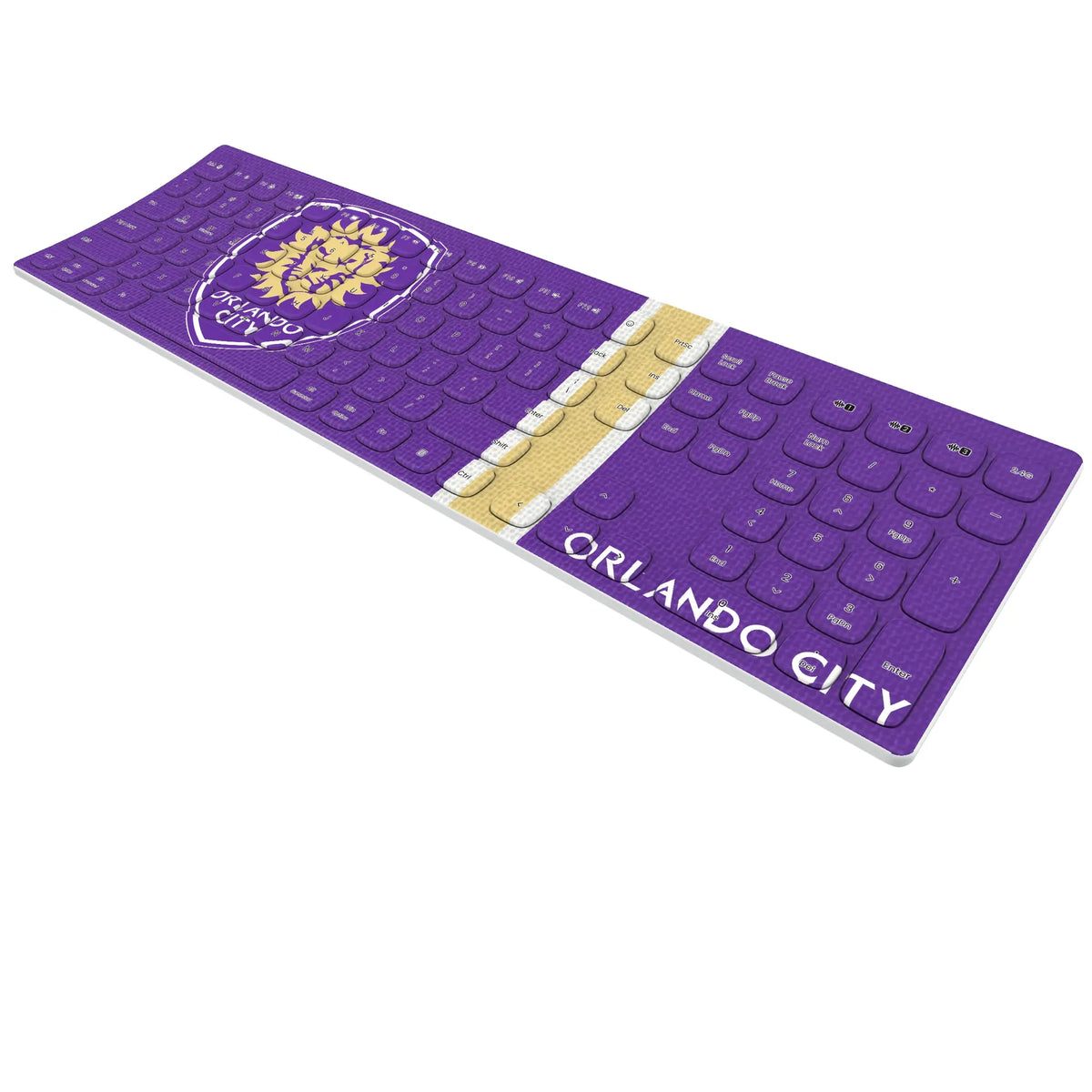 Orlando City Soccer Club Stripe KKB605 Curved Wireless Keyboard - Isometric View