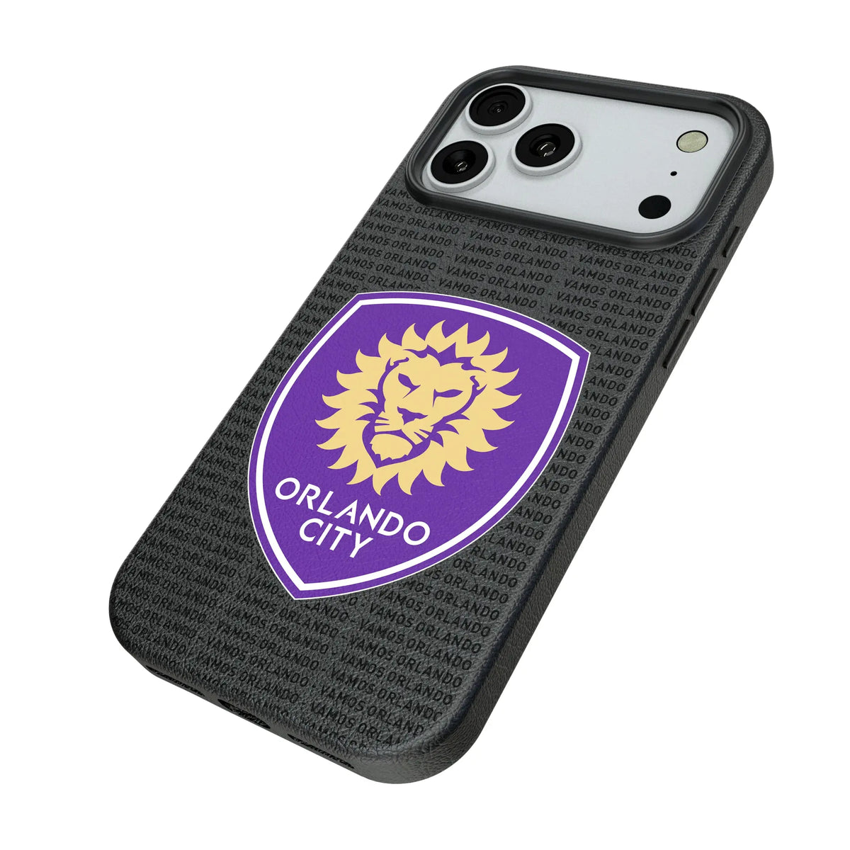 Orlando City Soccer Club Text Backdrop iPhone MagSafe Compatible Phone Case for Apple iPhone - Isometric View#Device_iPhone 18 Pro Max
